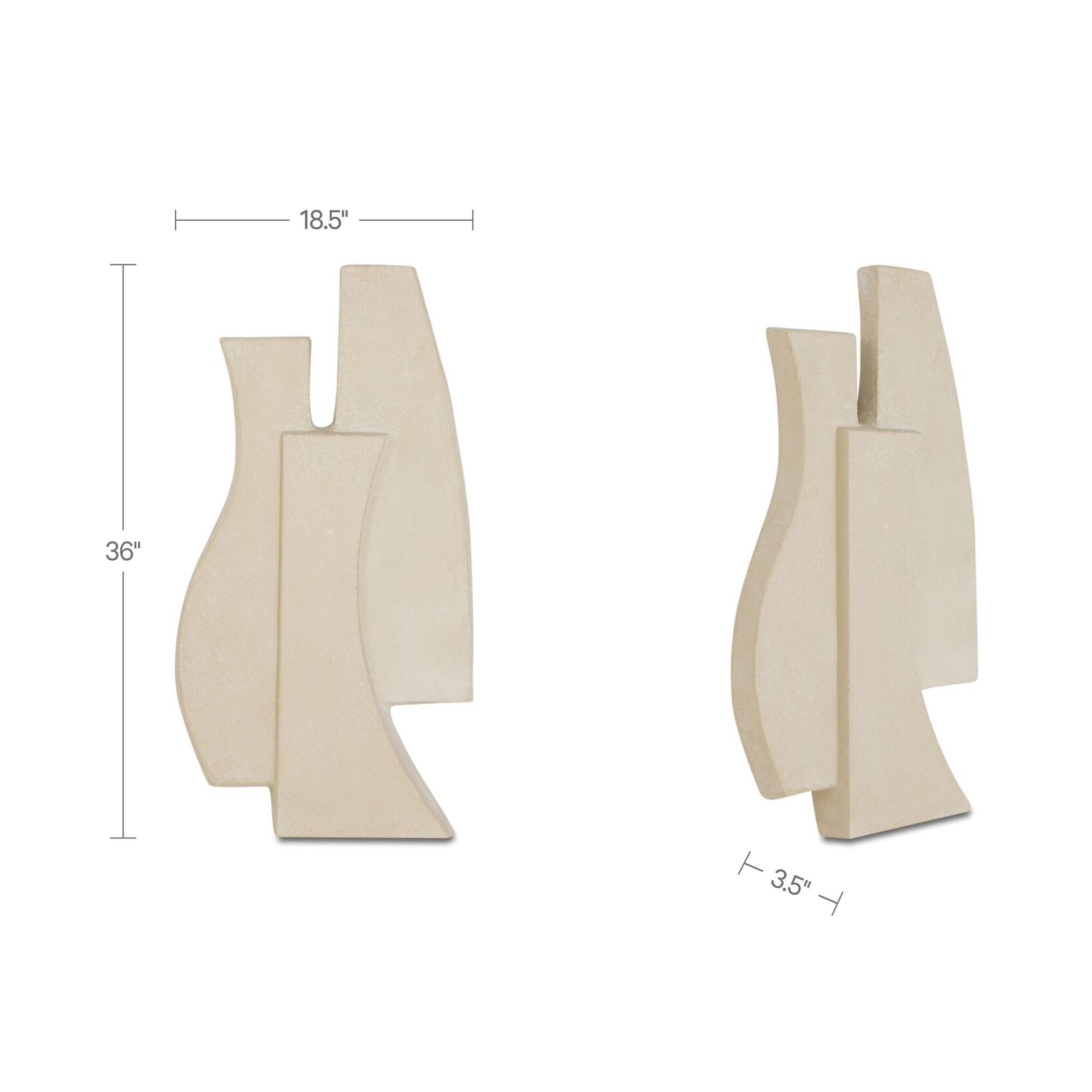 Leolin Wall Sculpture, Rectangular, Ecomix and MDF, Layered Stacked Forms, Tonal Aged-Look Finish, Hang-Ready, Beige