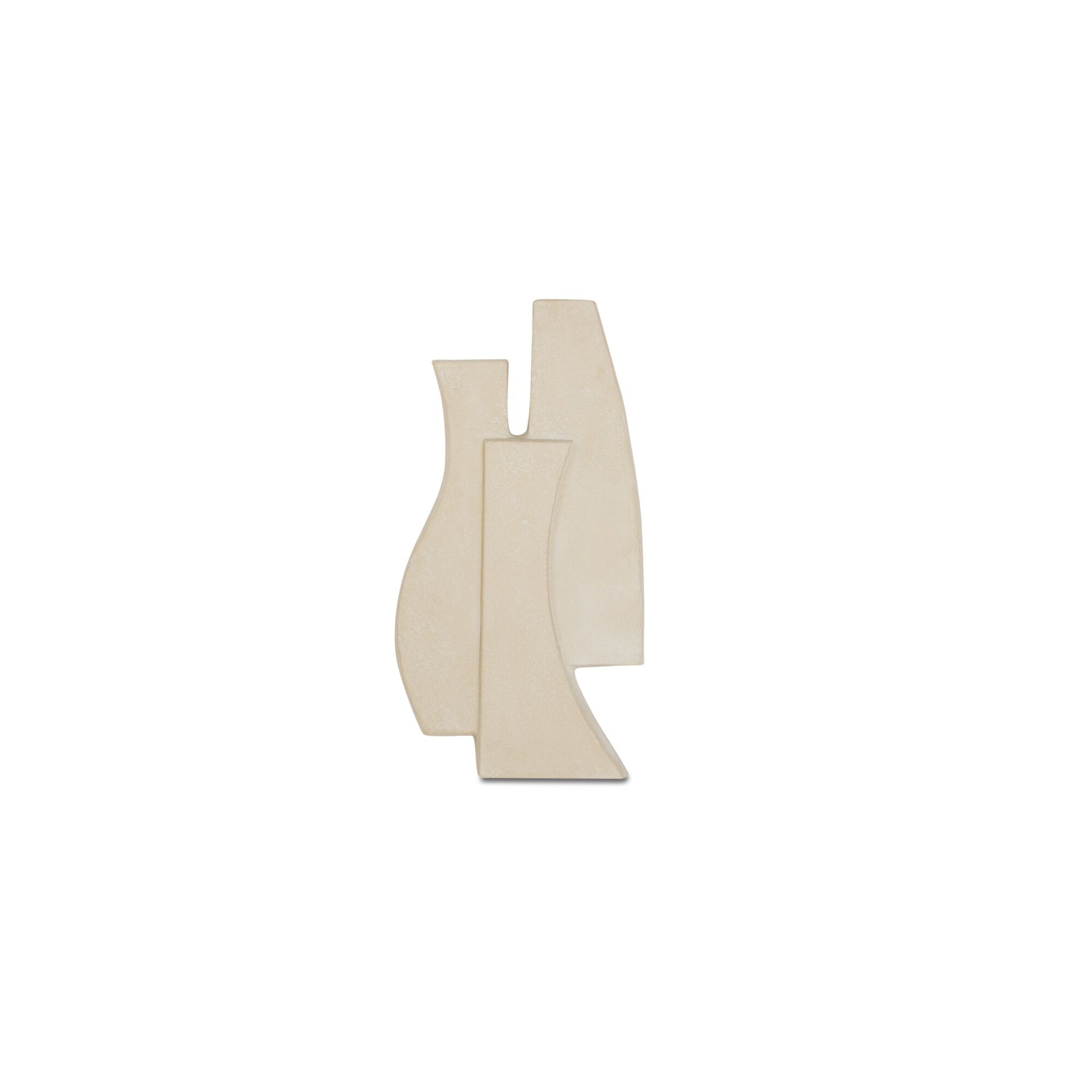 Leolin Wall Sculpture, Rectangular, Ecomix and MDF, Layered Stacked Forms, Tonal Aged-Look Finish, Hang-Ready, Beige