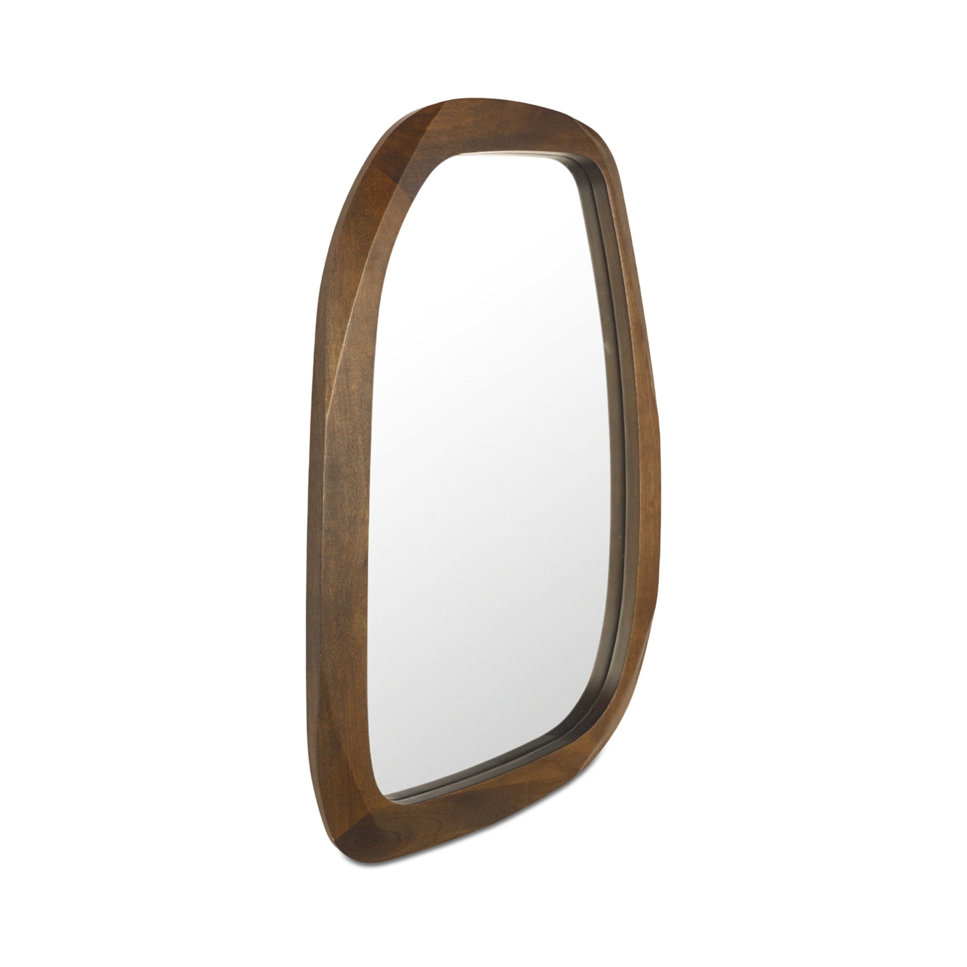 Emilian Mirror, Solid Mango Wood Frame, Twisted Freeform Oval, MDF Back Panel, Hang-Ready Hardware, Brown
