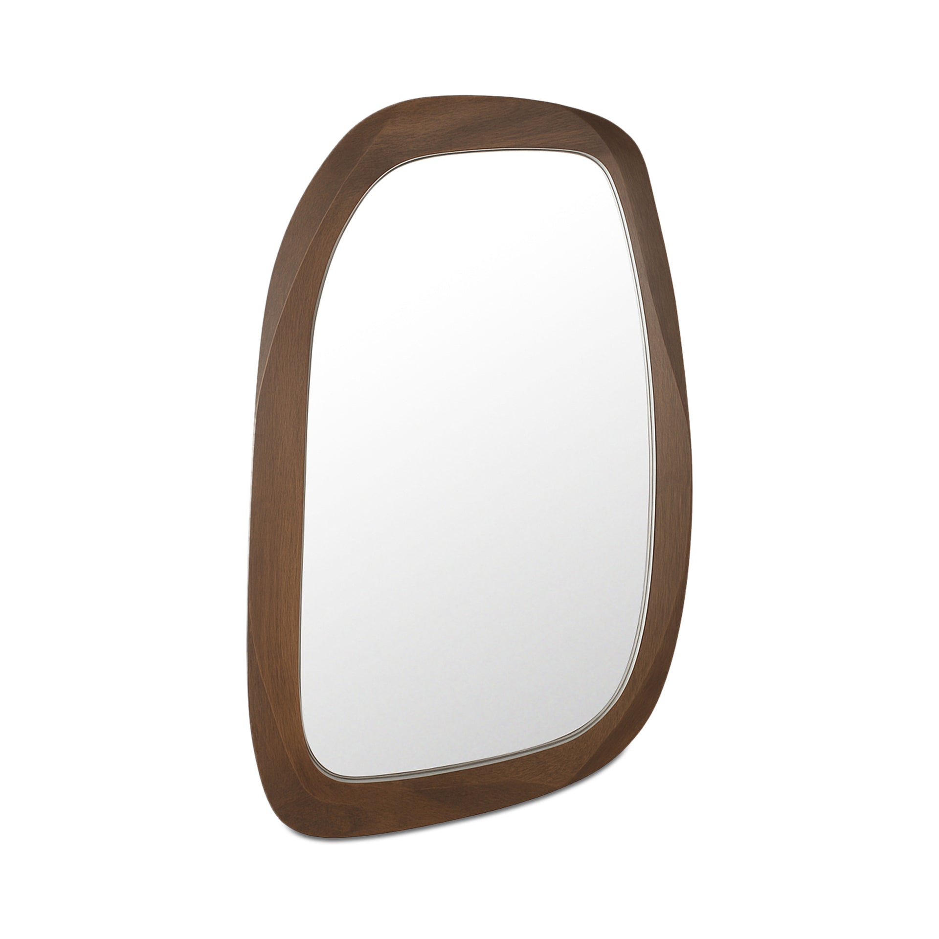 Emilian Mirror, Solid Mango Wood Frame, Twisted Freeform Oval, MDF Back Panel, Hang-Ready Hardware, Brown
