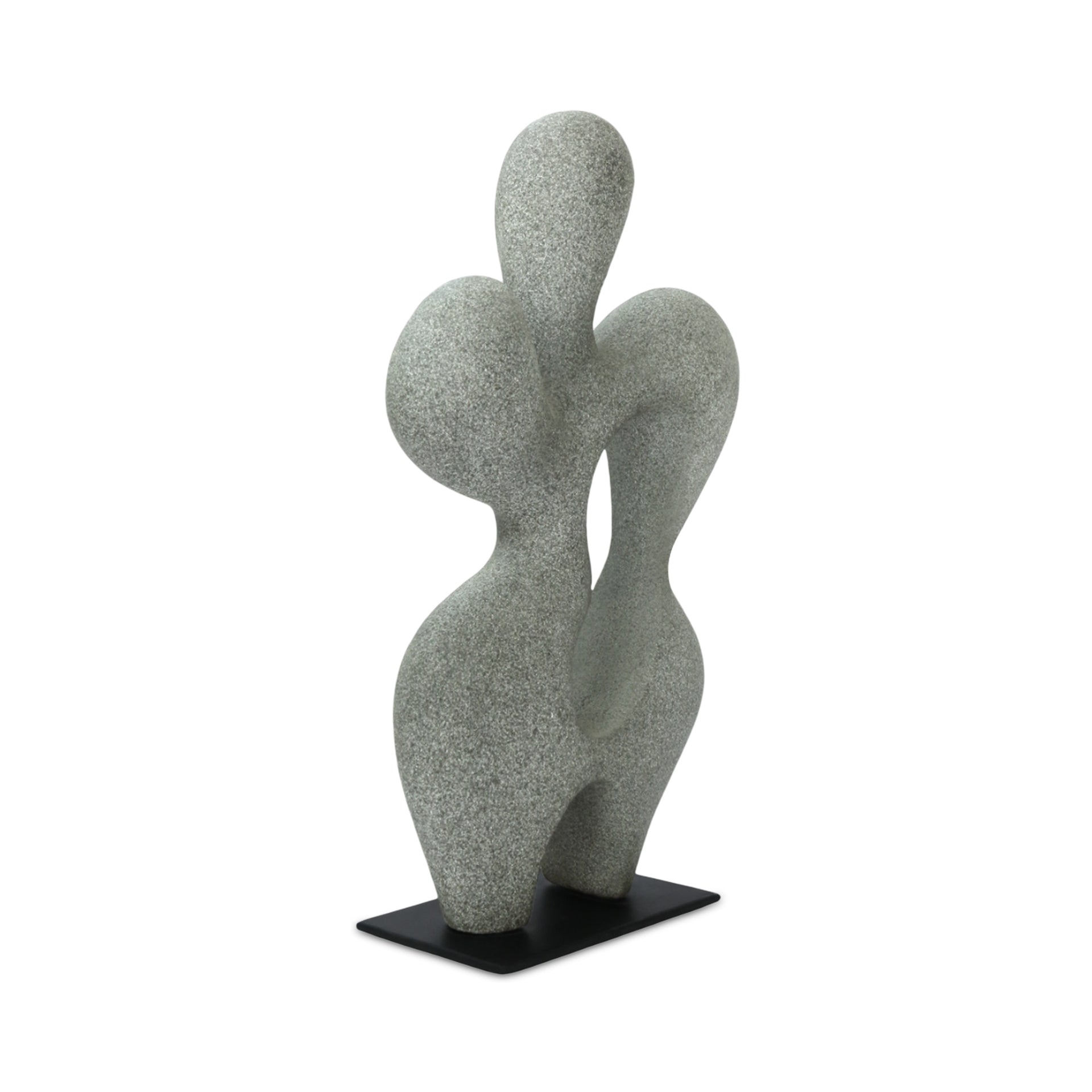Elio Sculpture, Rectangular, Ecomix, Slim Metal Base, Freeform Modernist Figure, Charcoal Grey