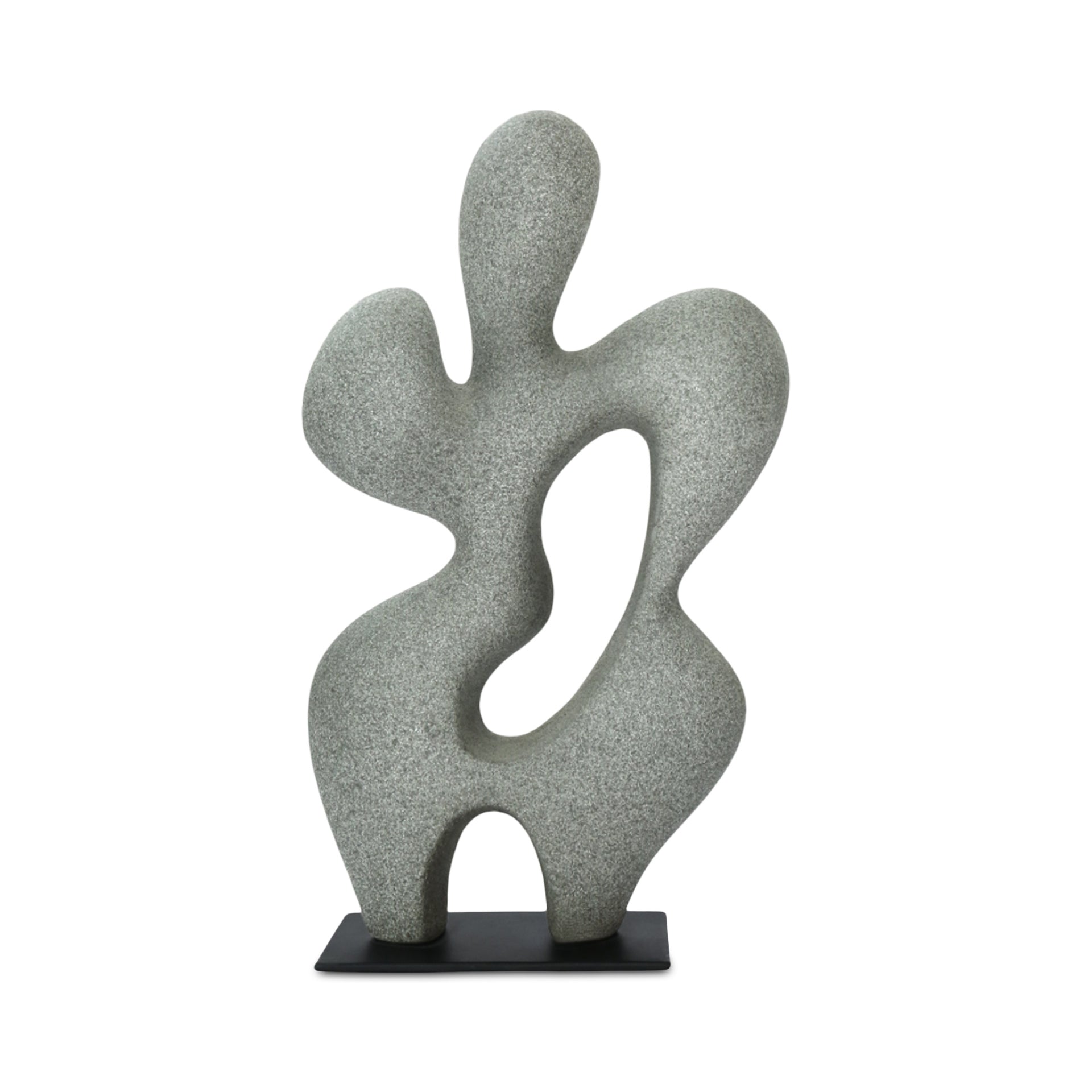Elio Sculpture, Rectangular, Ecomix, Slim Metal Base, Freeform Modernist Figure, Charcoal Grey
