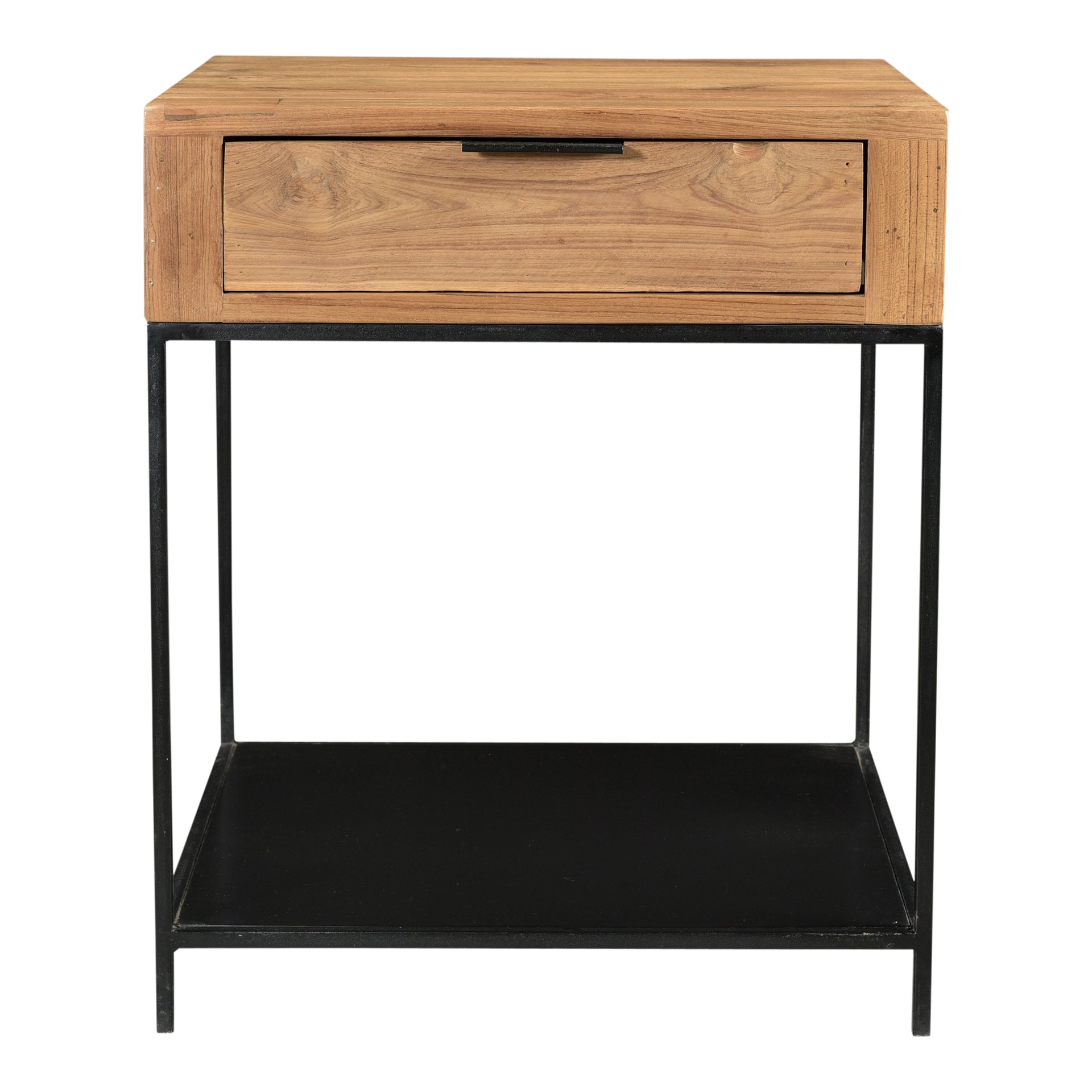 Jesse Contemporary Teak Side Table with Iron Frame