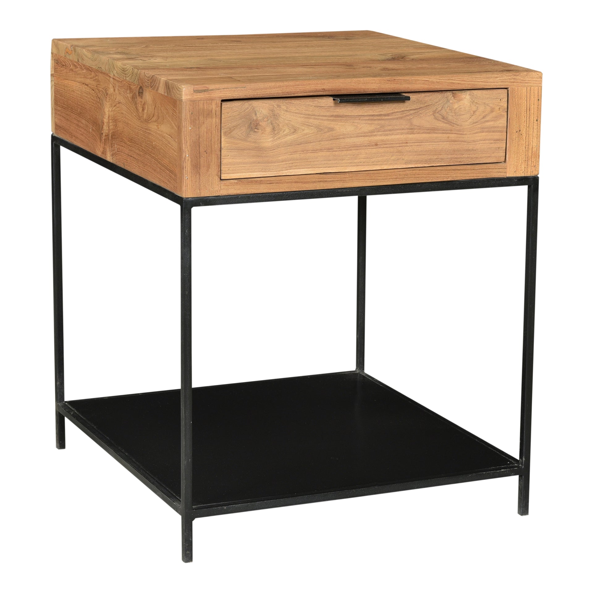 Jesse Contemporary Teak Side Table with Iron Frame