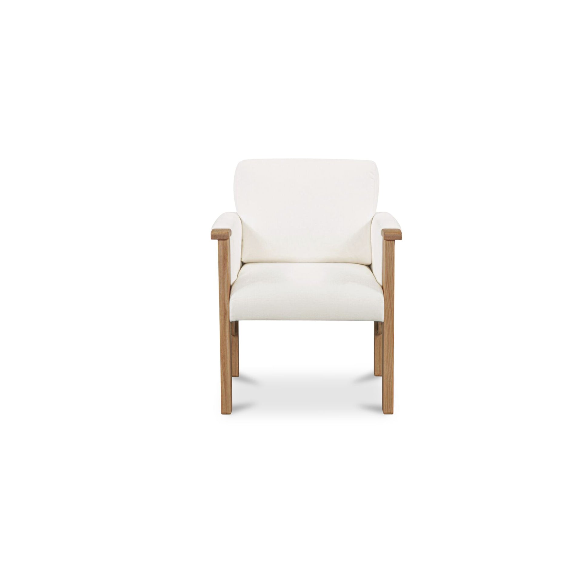 Joren Dining Chair, Solid Oak, Oil-Finished, Padded Arms, Polyester Upholstery, Cream
