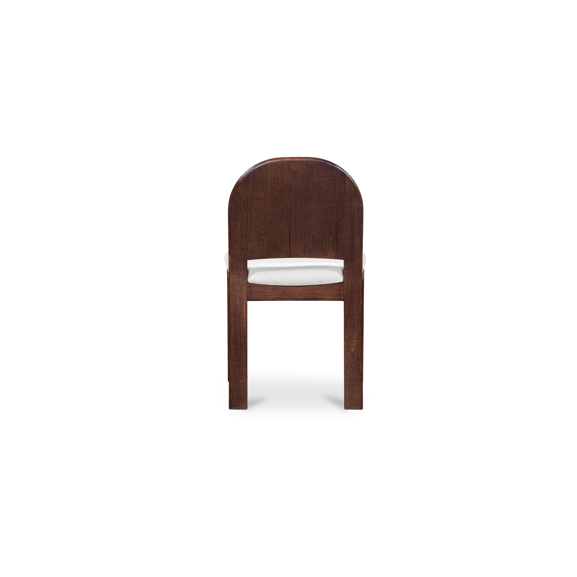 Marsabel Dining Chair, Carved Arch Back, Solid Rubber Wood, Tapered Legs, Polyester Upholstery, Cream - Set of 2