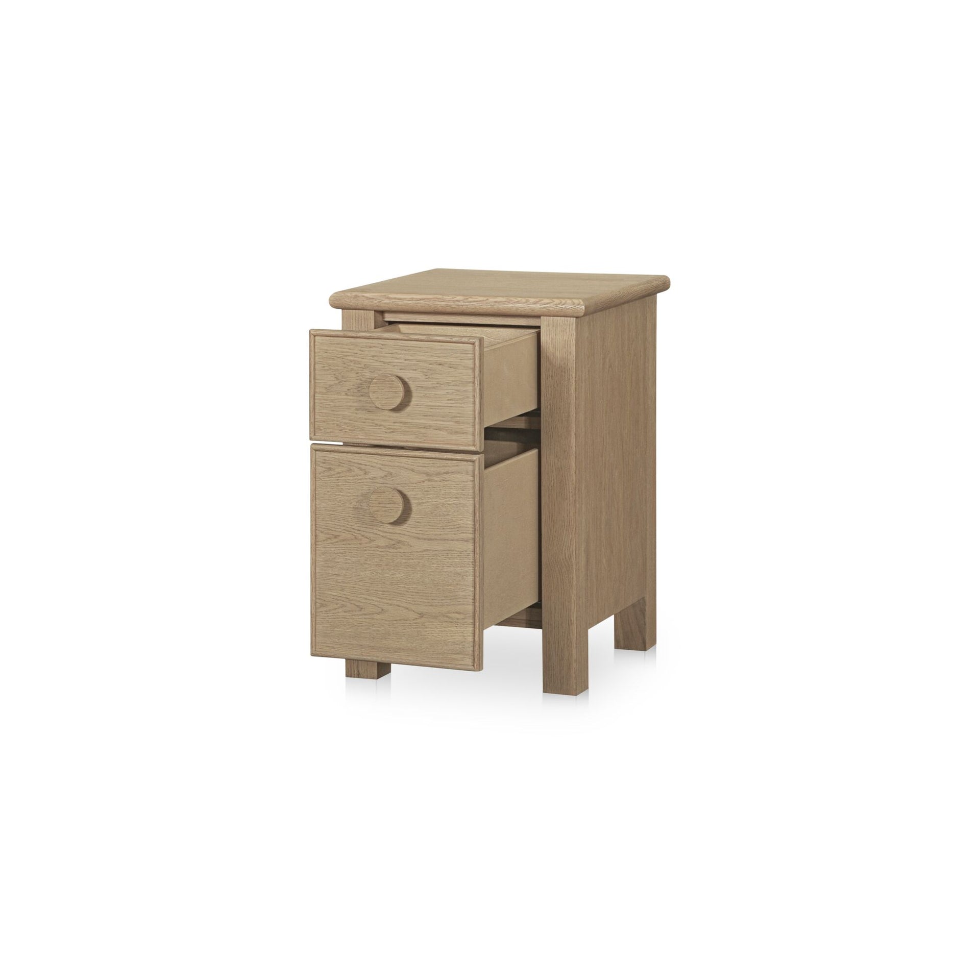 Thorvik Nightstand, Solid Oak and Oak Veneer, Two Drawers, Oversize Oak Handles, Curved Corners, Natural