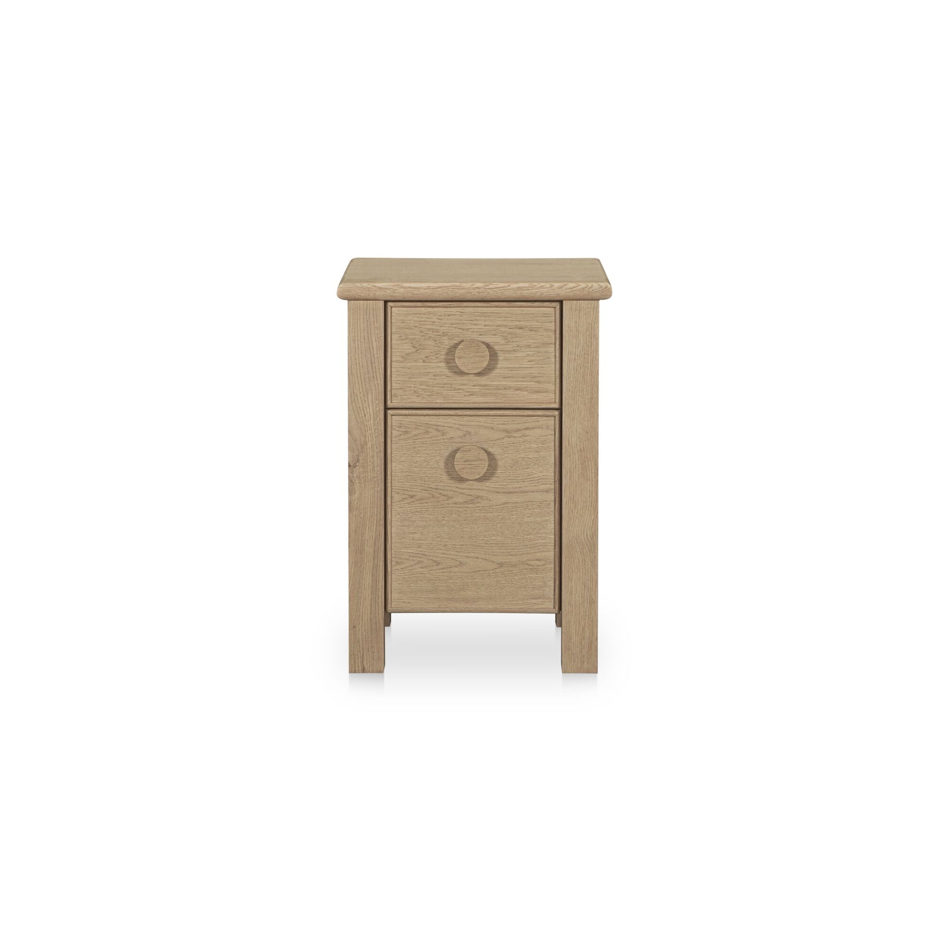 Thorvik Nightstand, Solid Oak and Oak Veneer, Two Drawers, Oversize Oak Handles, Curved Corners, Natural