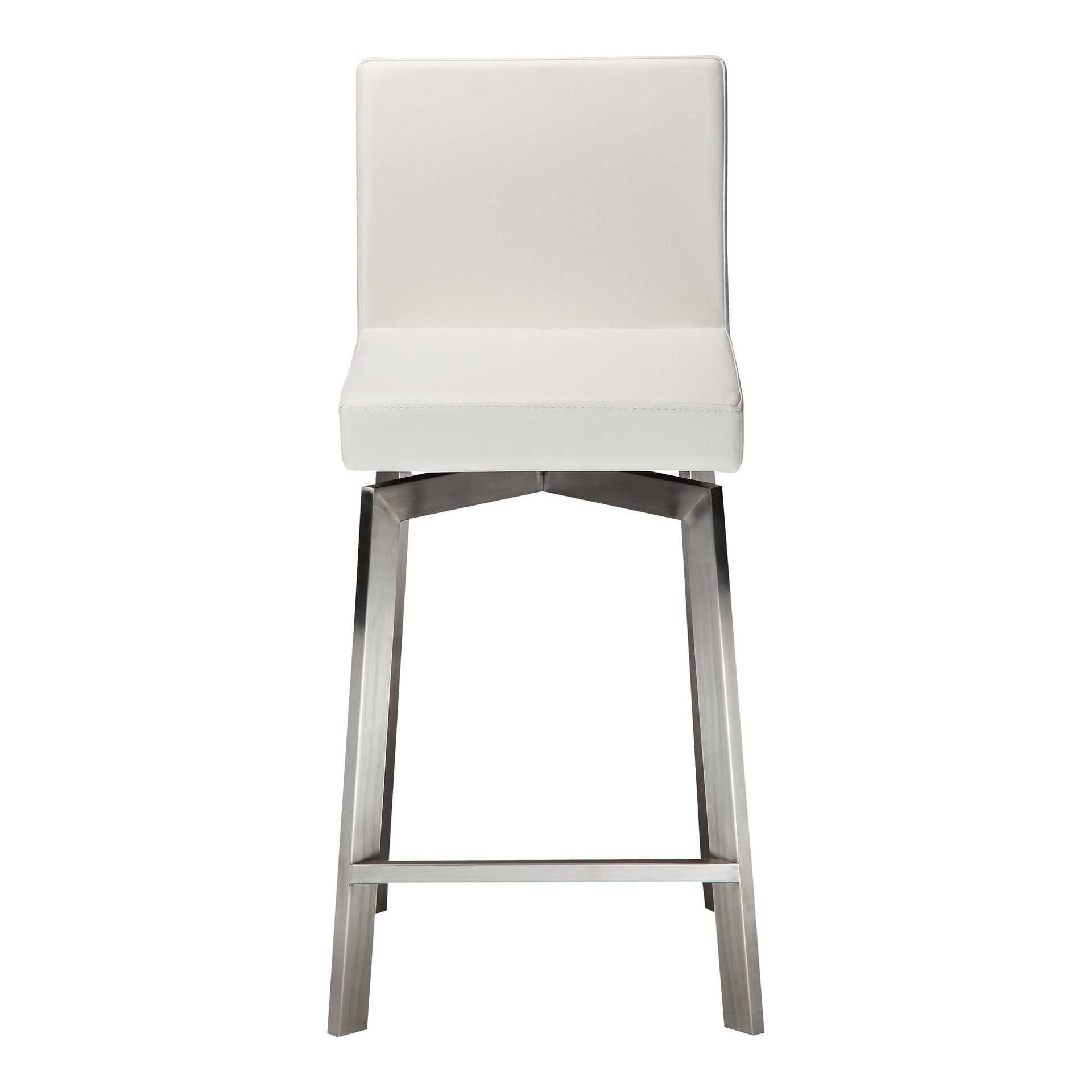 Finnegan, Contemporary White Swivel Counter Stool with Sleek Upholstery