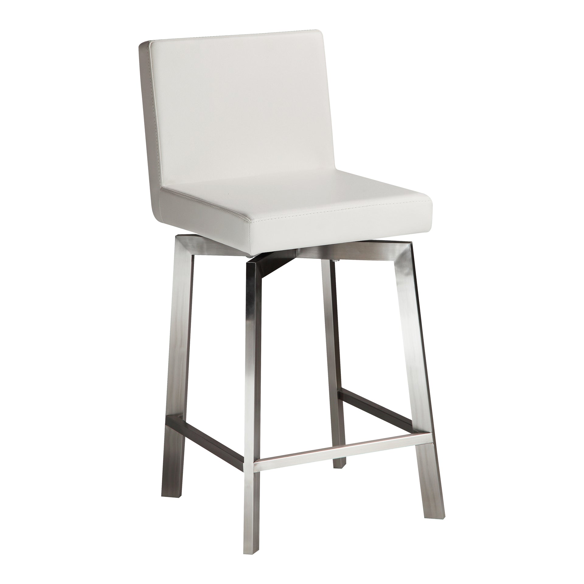 Finnegan, Contemporary White Swivel Counter Stool with Sleek Upholstery