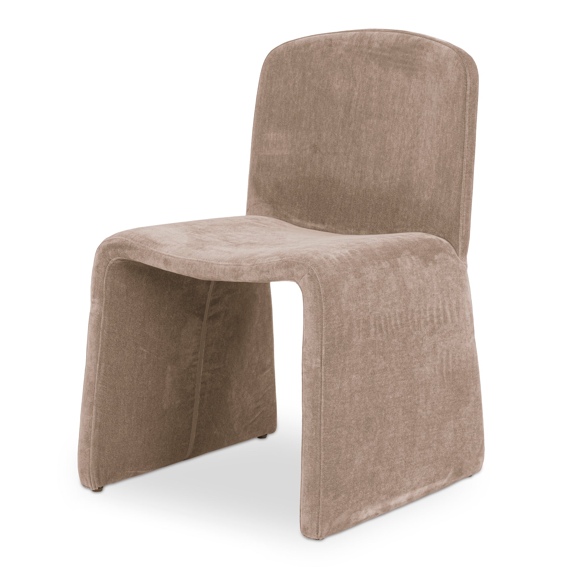 Gideon Dining Chair, Curved Iron Frame, Soft Foam Cushioning, Camel