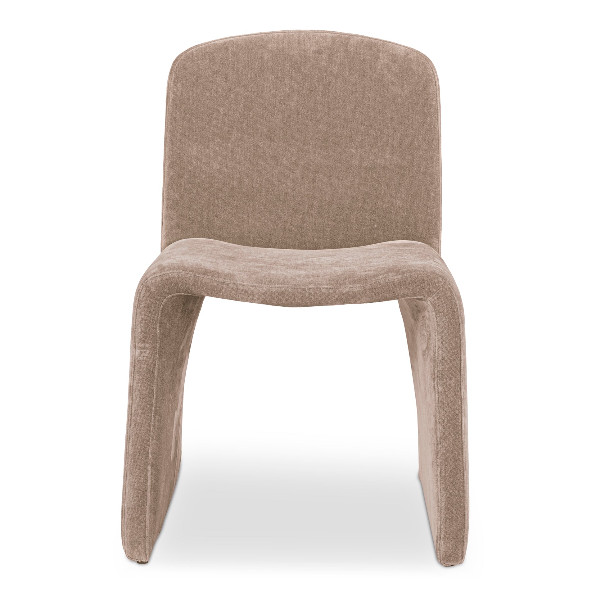 Gideon Dining Chair, Curved Iron Frame, Soft Foam Cushioning, Camel