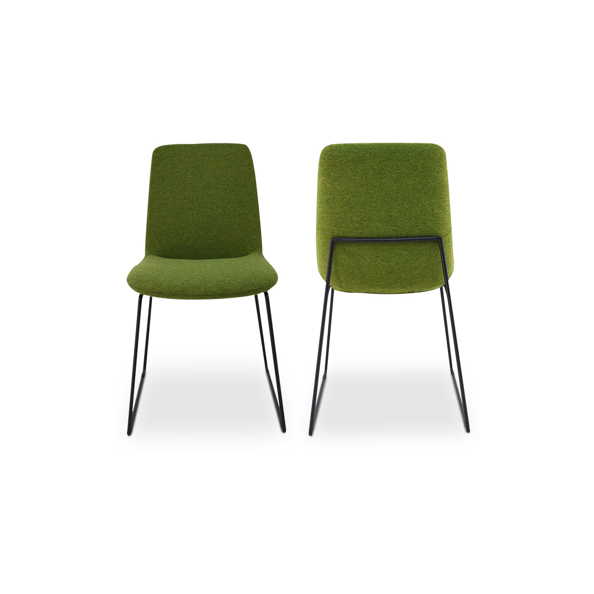 Sebastian Dining Chair, Polyester Upholstery, Steel Legs, Green - Set of 2