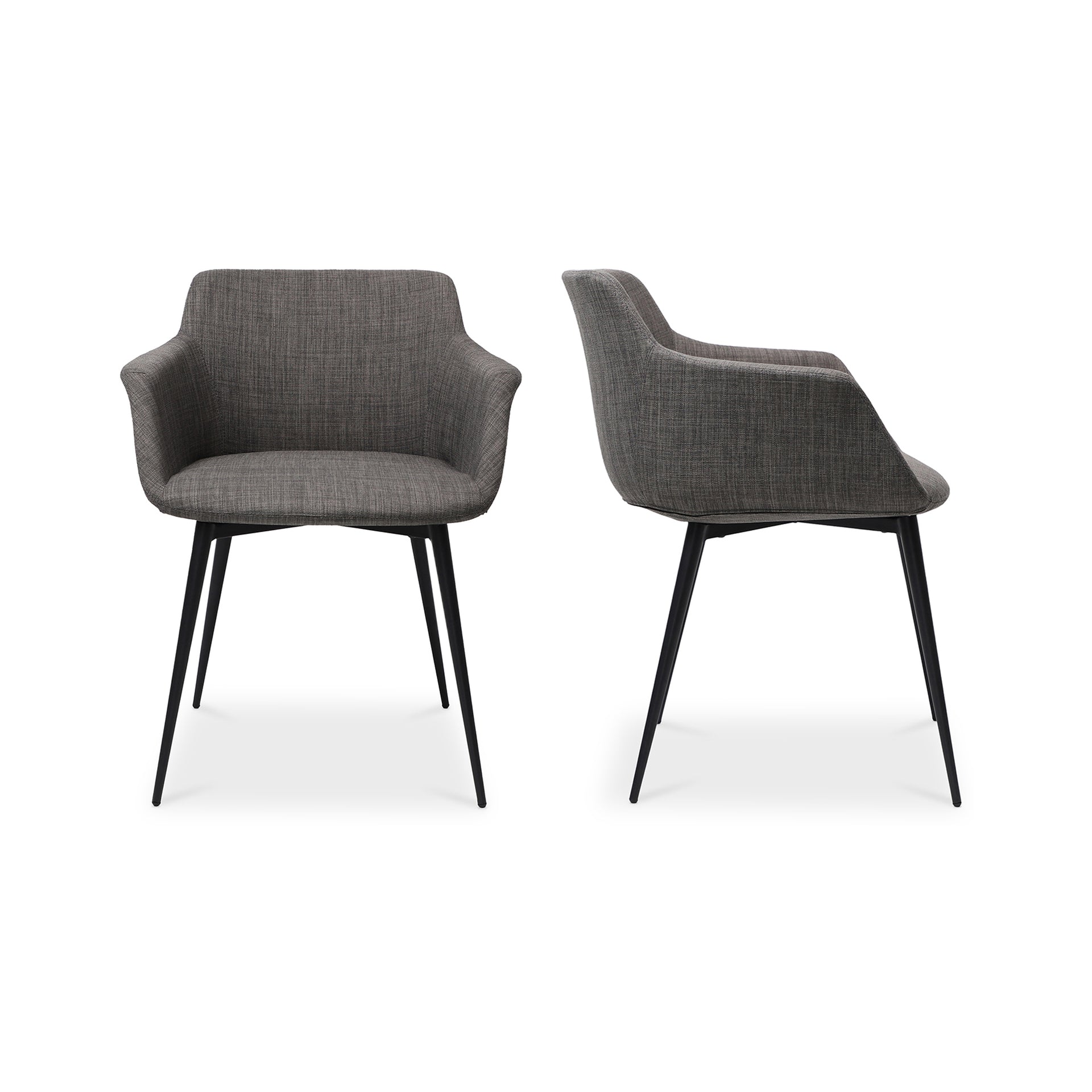 Graydon Dining Chair, Ergonomic Design, Foam Padded Seat, Steel Legs, Dark Grey - Set of 2
