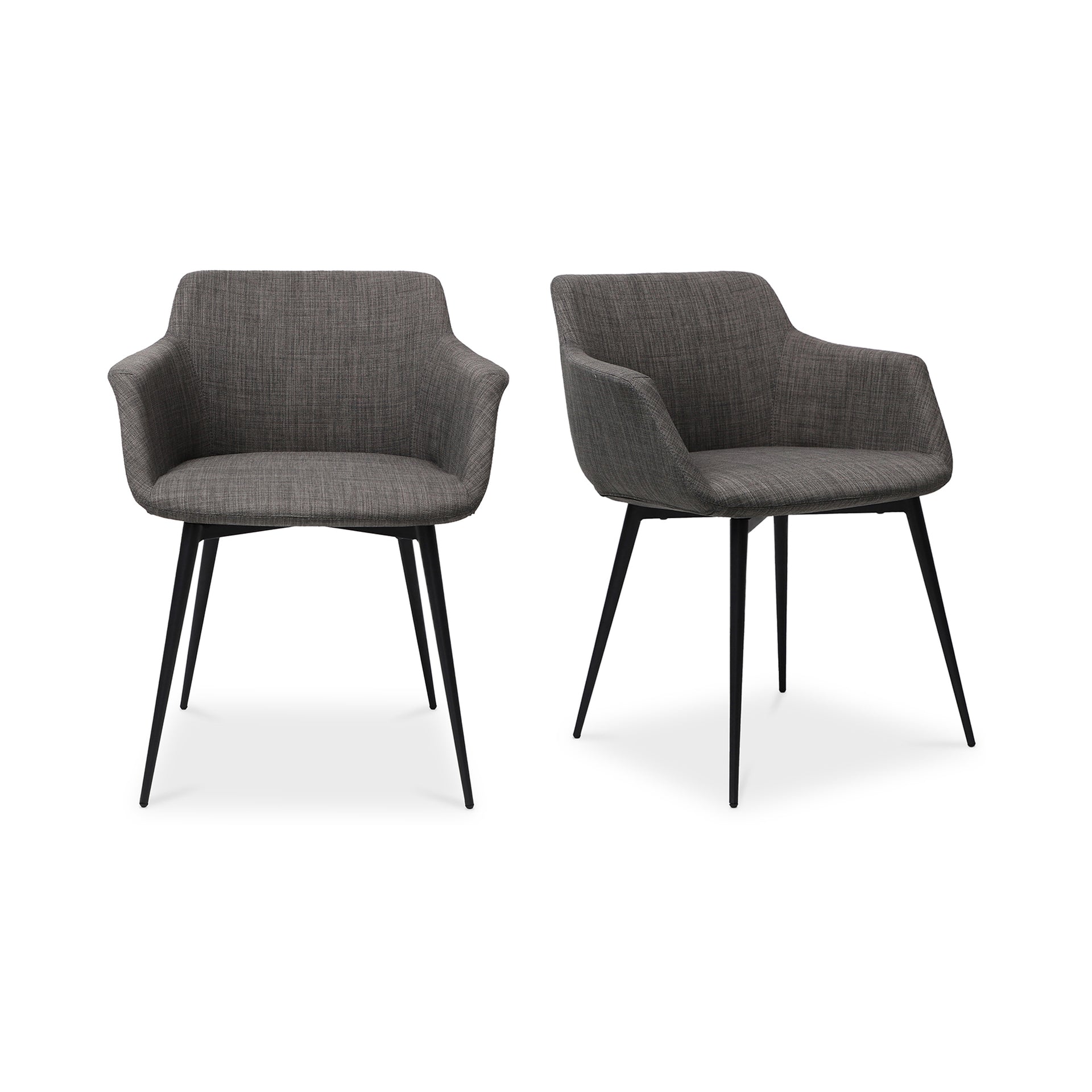 Graydon Dining Chair, Ergonomic Design, Foam Padded Seat, Steel Legs, Dark Grey - Set of 2