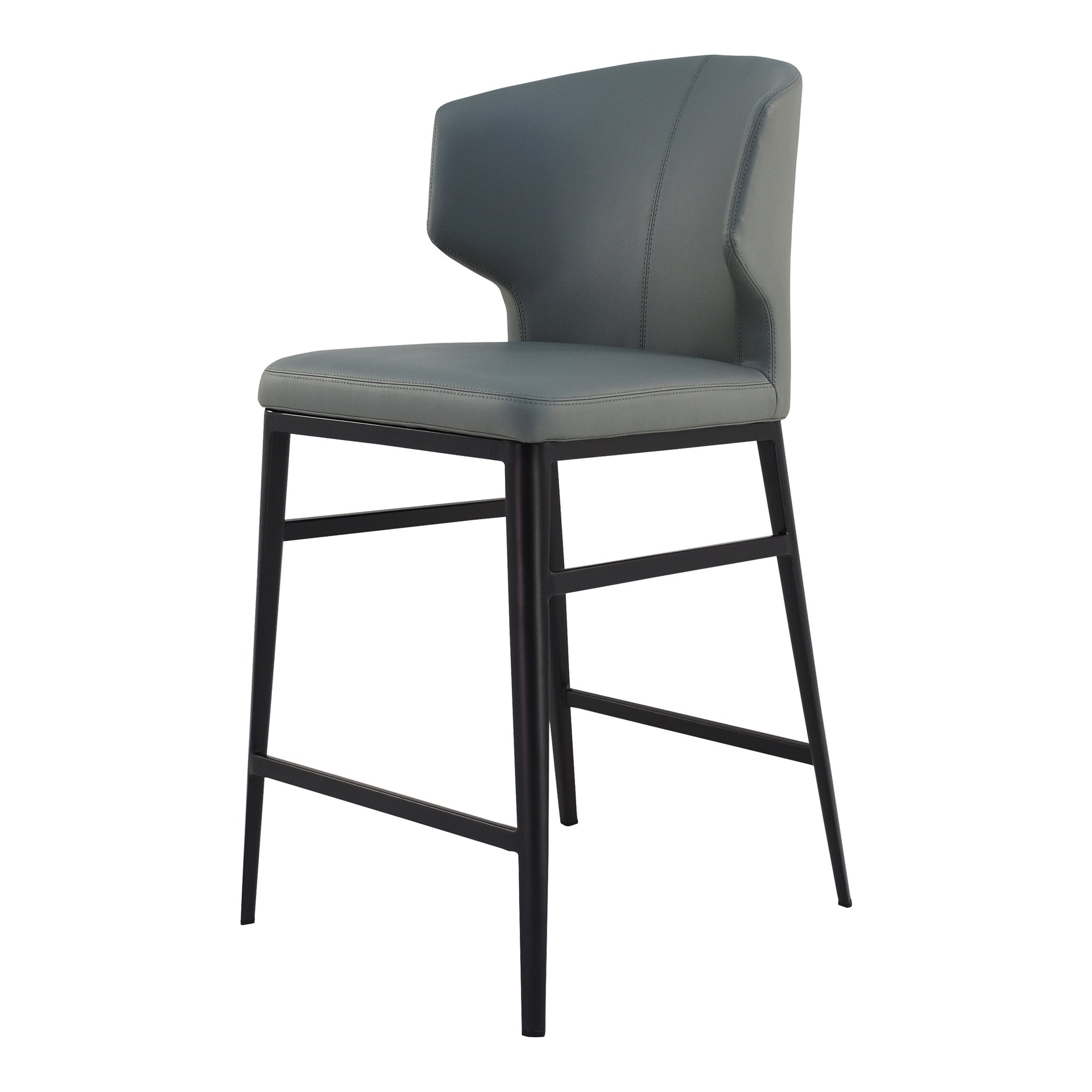 Lyra, Counter Stool Vegan Leather with Steel Frame, Grey