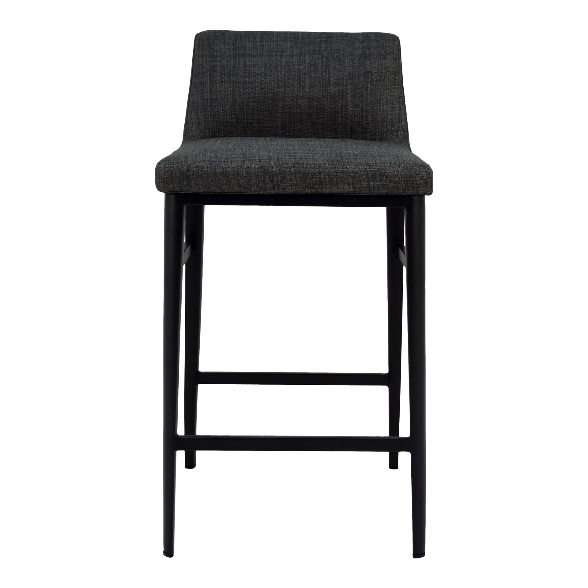 Spencer Counter Stool, Fully Upholstered, Low Back, Charcoal Grey