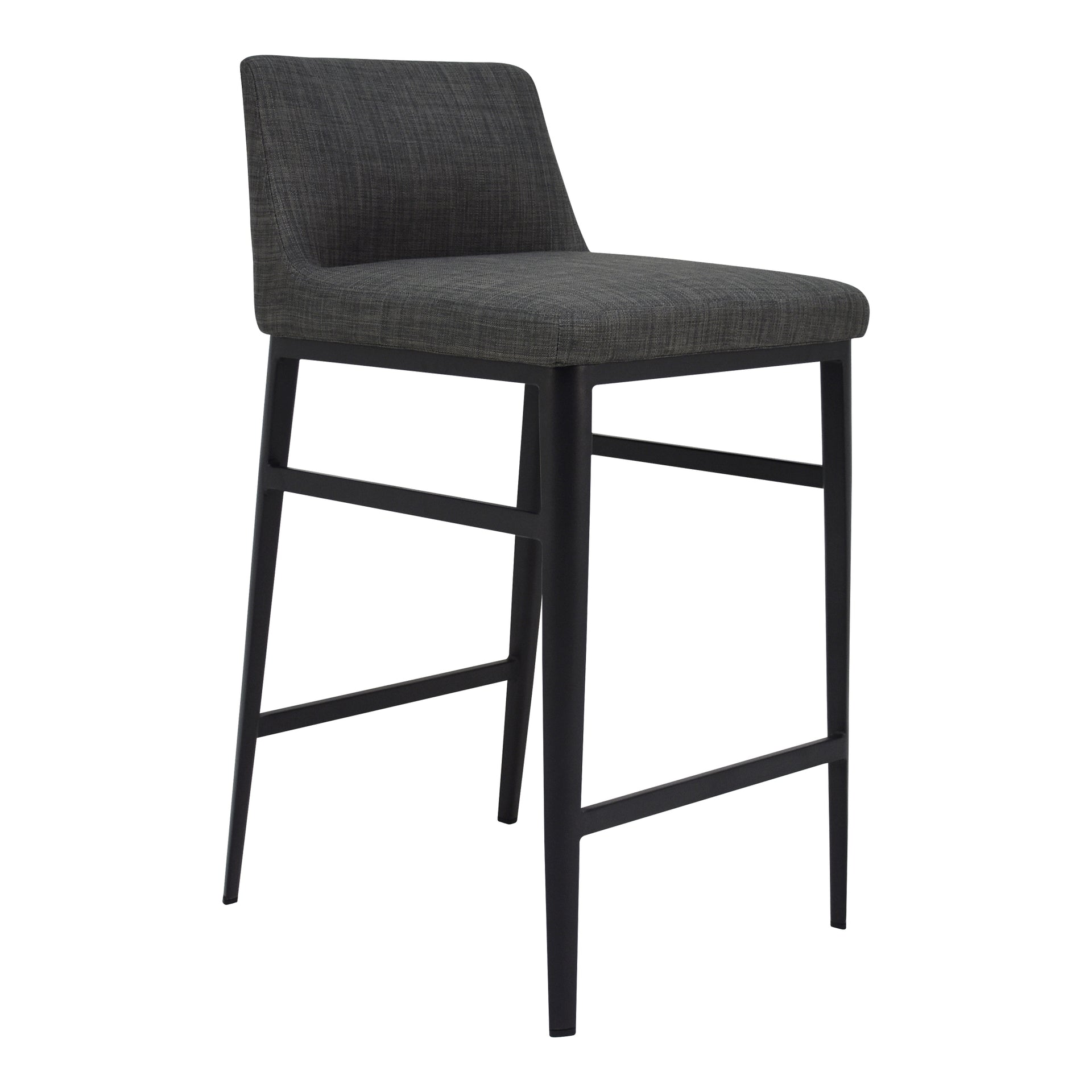 Spencer Counter Stool, Fully Upholstered, Low Back, Charcoal Grey