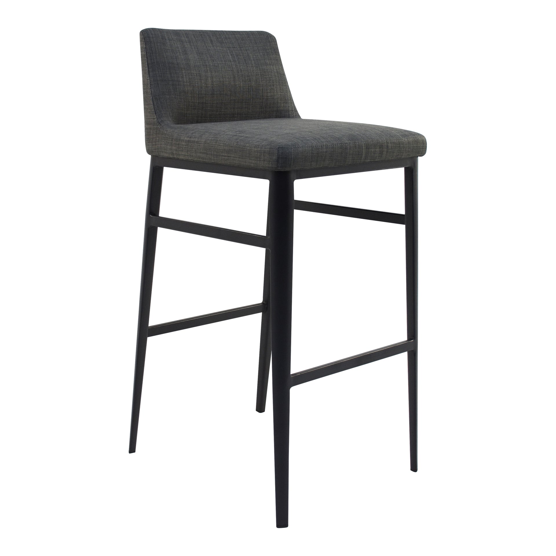 Spencer, Bar Stool Contemporary Polyester Upholstery with Sleek Steel Legs, Charcoal Grey