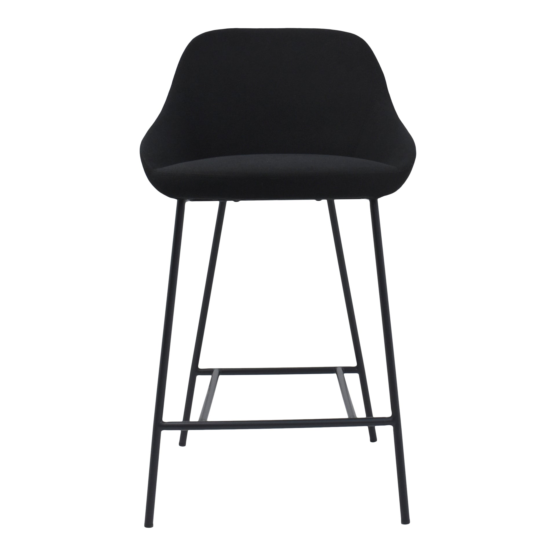 Della Counter Stool, Polyester Upholstery with Steel Legs, Black