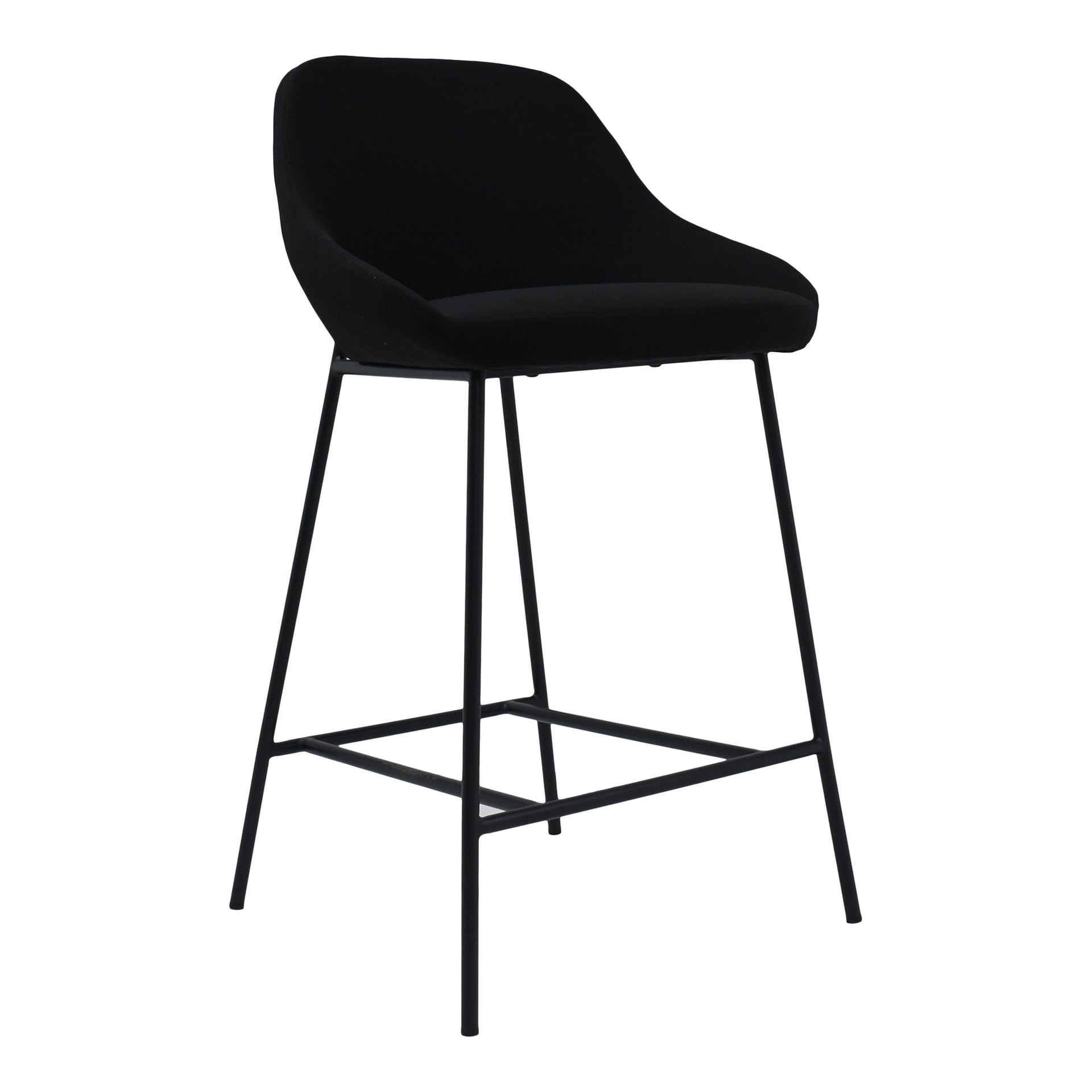 Della Counter Stool, Polyester Upholstery with Steel Legs, Black