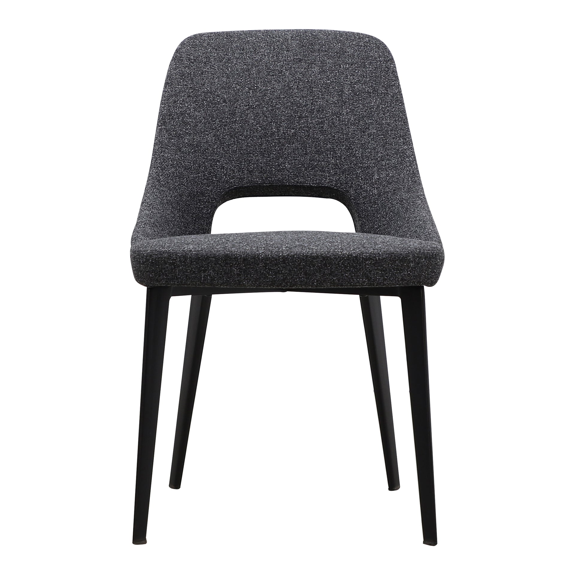 Zephyr Dining Chair, Molded Foam Seat, Steel Legs, Dark Grey Upholstery