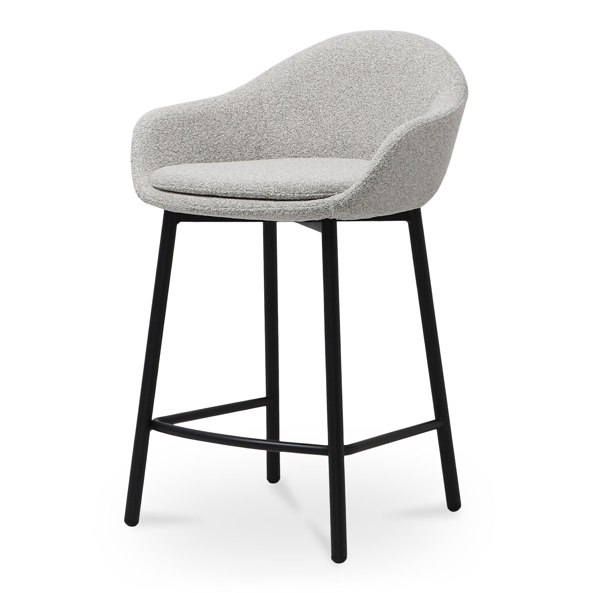 Callum Counter Stool, Polyester Upholstery, Steel Legs, Heather Beige