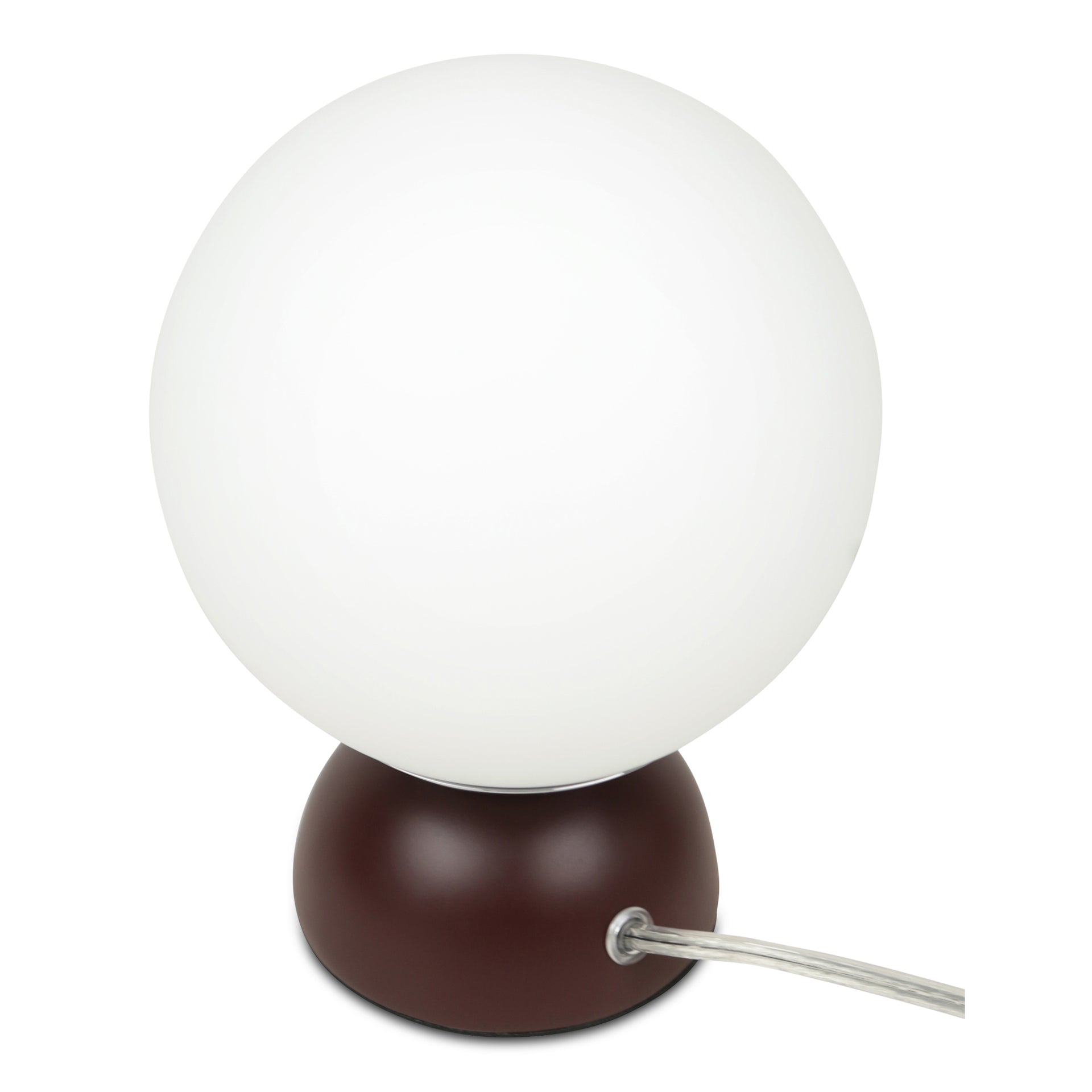Renwyn Table Lamp, Round Opal Glass Globe with Resin Base Chrome Accent, Deep Red