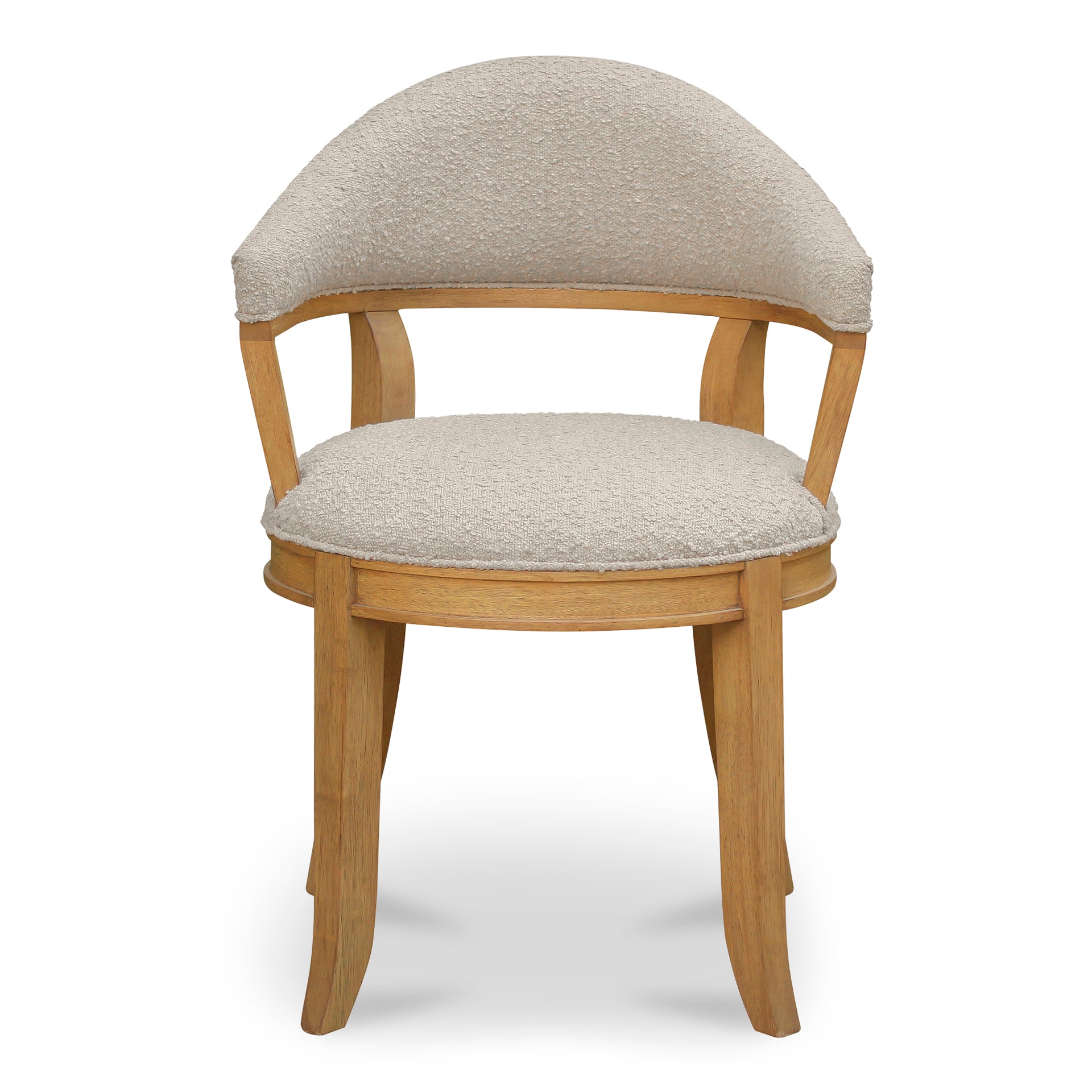 Breyson Dining Chair, Curved Backrest, Rounded Cushion Seat, Rubberwood Frame, Taupe