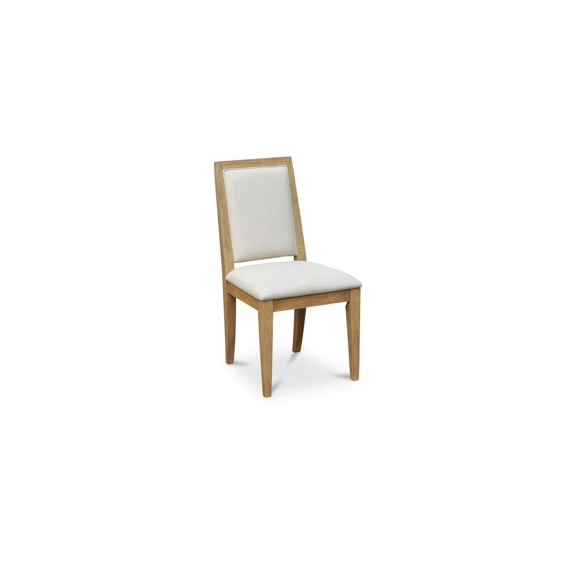 Sorenne Dining Chair, High-Back Rubber Wood, Wire-Brushed, Natural Finish, Beige - Set of 2