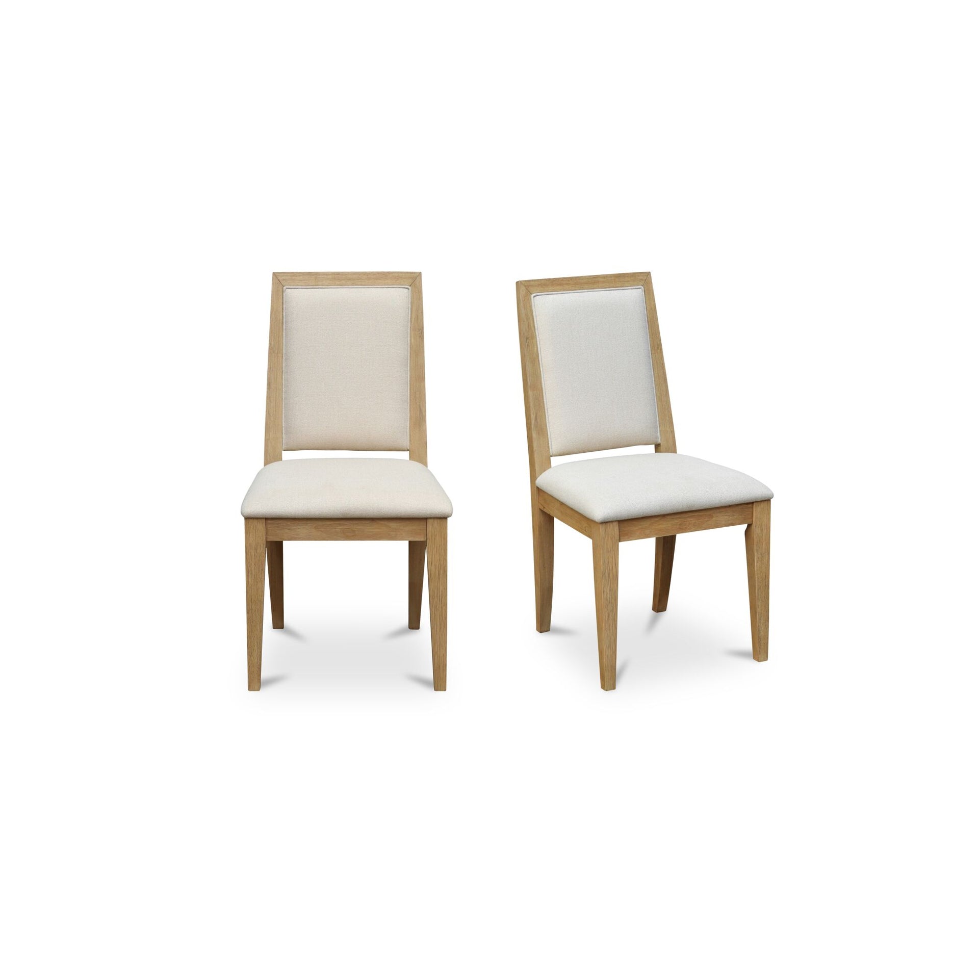 Sorenne Dining Chair, High-Back Rubber Wood, Wire-Brushed, Natural Finish, Beige - Set of 2