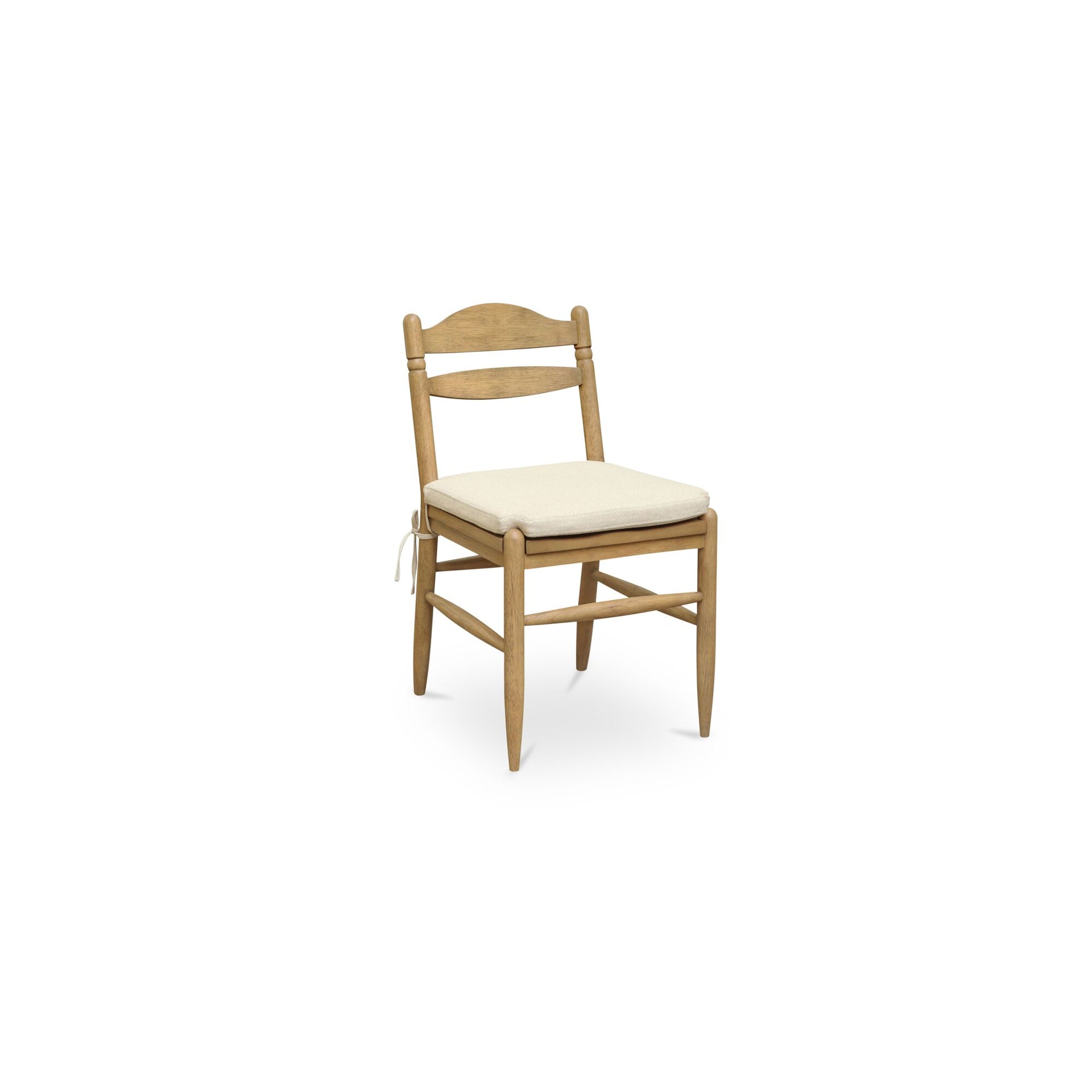 Marlais Dining Chair, Rubber Wood, Polyester-Linen Upholstery, Turned Back Detail, Removable Seat Cushion, Natural - Set of 2