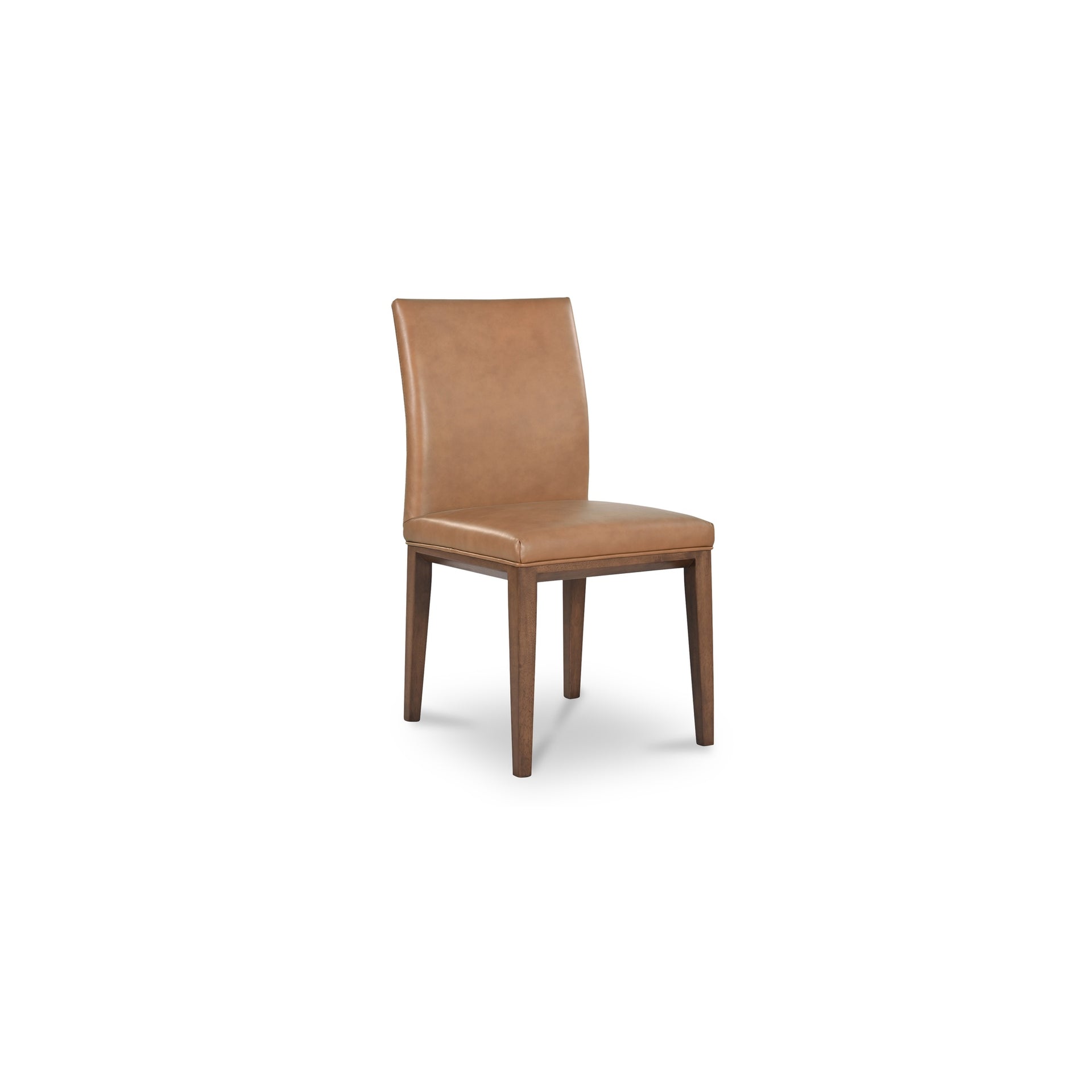 Bayou Dining Chair, Top-Grain Leather, Metal Frame, Rubberwood Legs, High Back, Foam and Spring Seat, Tan - Set of Two