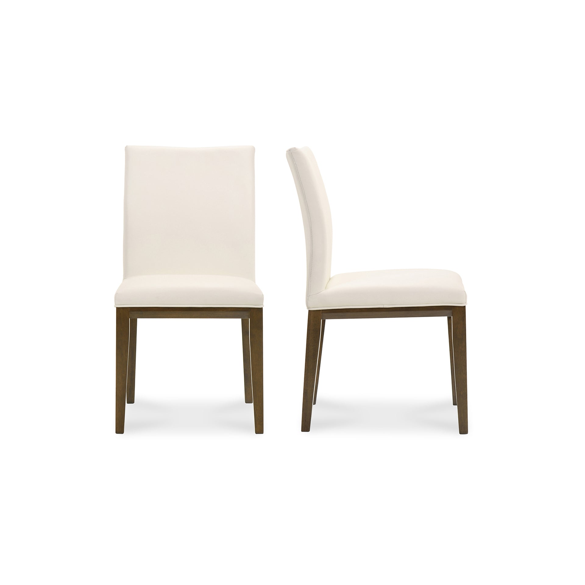 Bayou, Dining Chair Top Grain Leather with Solid Rubberwood Frame, White- Set of Two