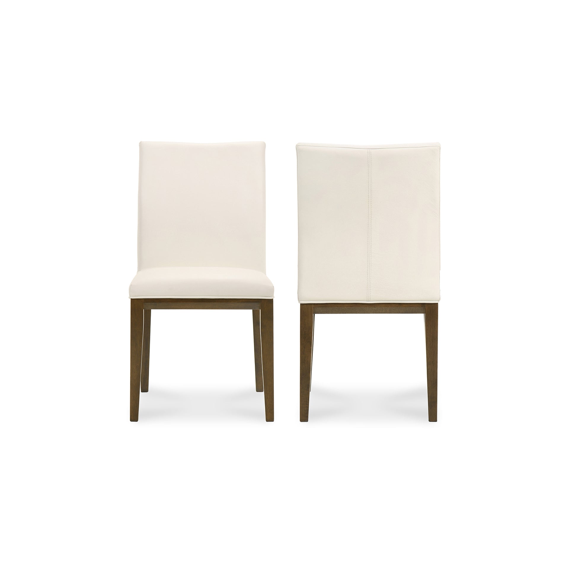Bayou, Dining Chair Top Grain Leather with Solid Rubberwood Frame, White- Set of Two