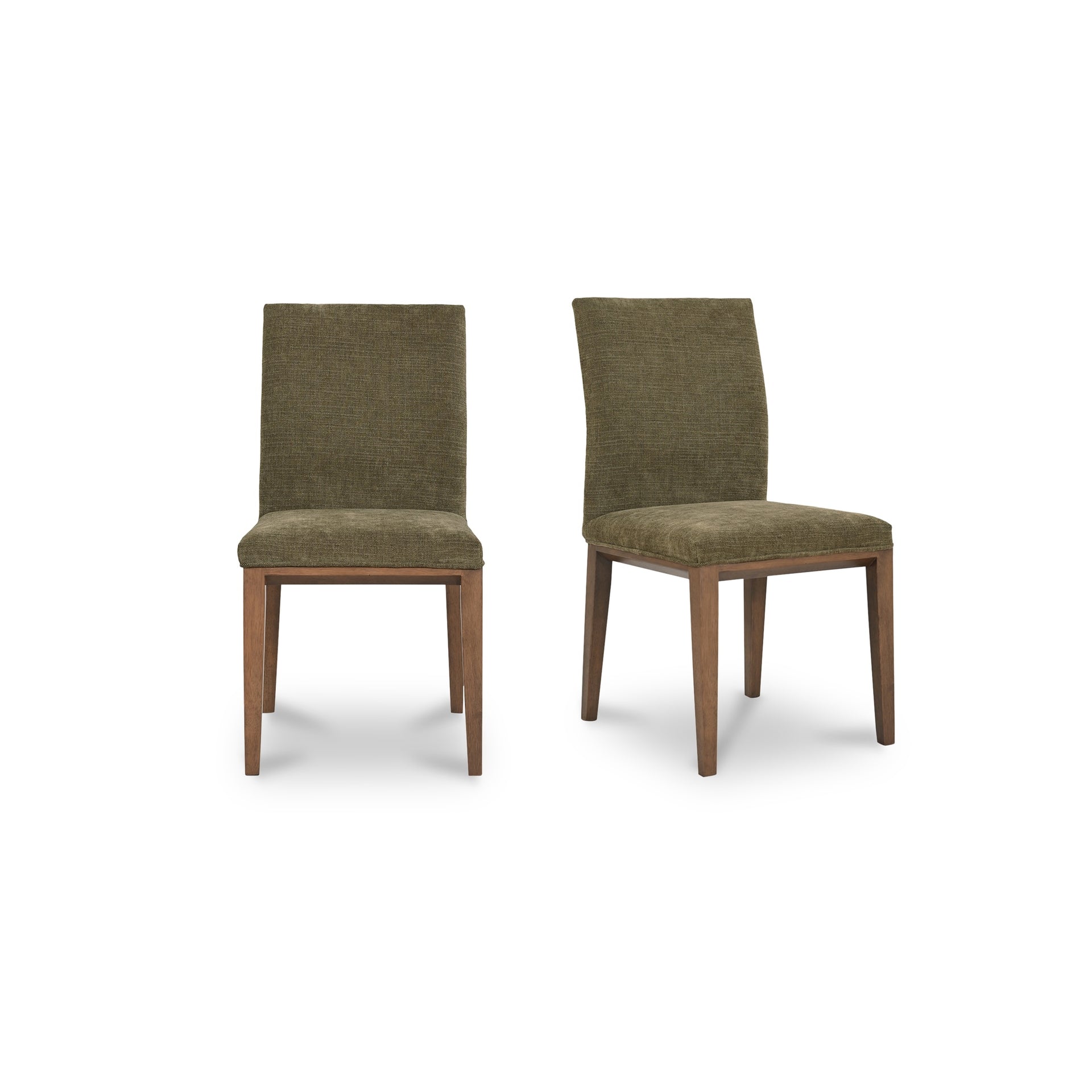 Bayou Dining Chair, Polyester Upholstery, Metal Frame, Rubberwood Legs, High Back, Foam and Spring Seat, Olive - Set of Two