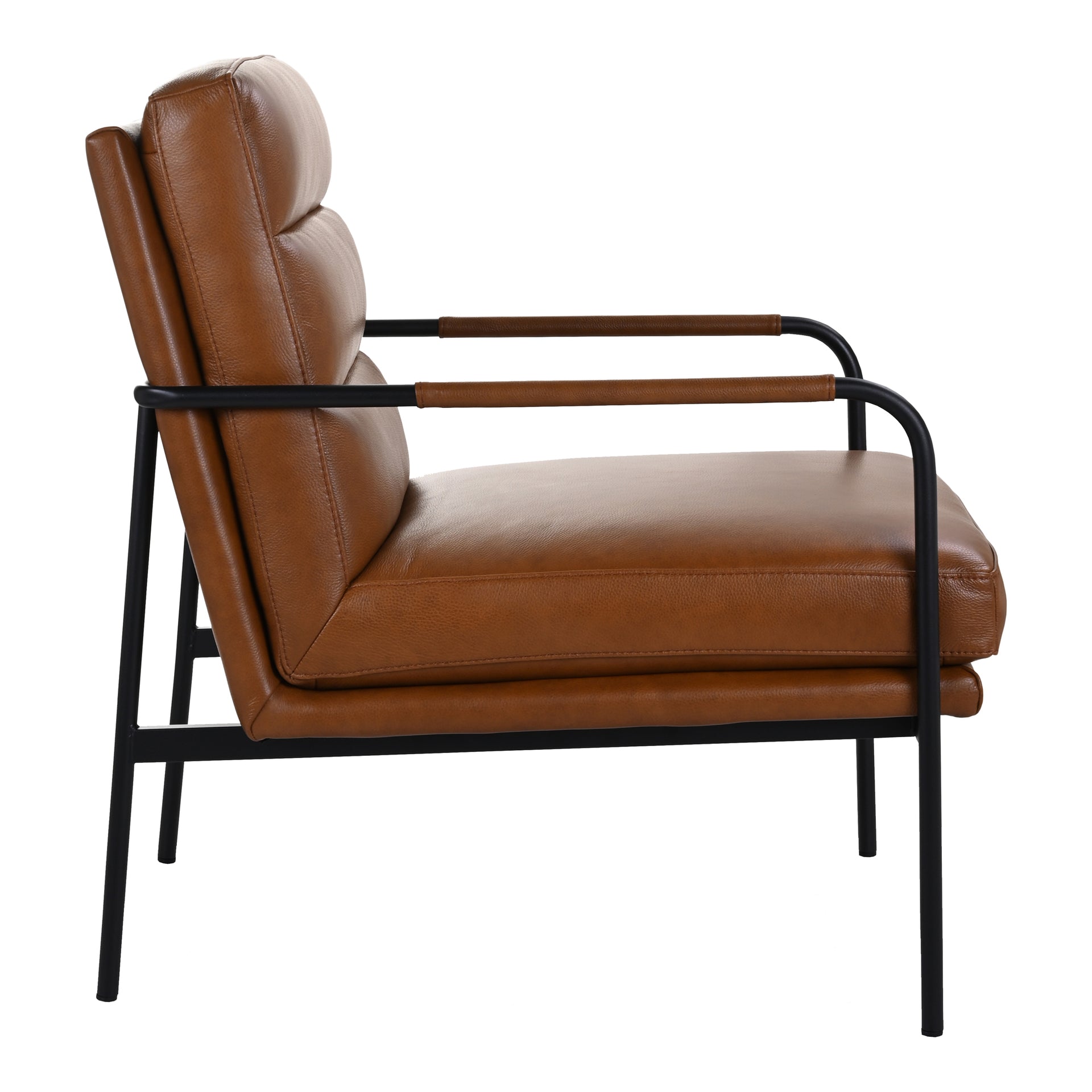 Juno - Arm Chair with Premium Top Grain Leather in Chestnut Brown