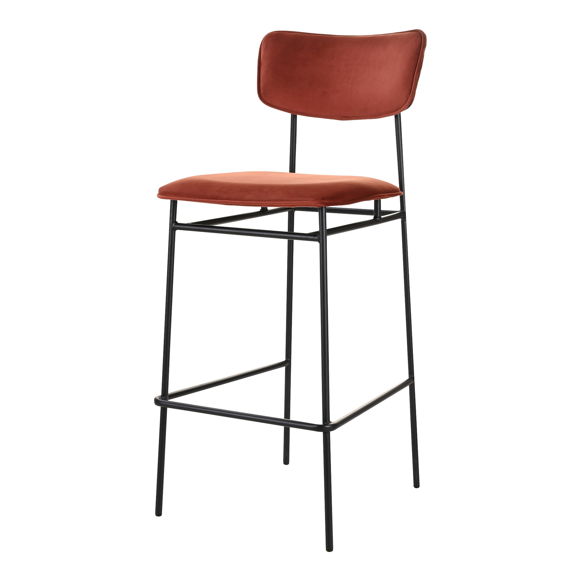 Osheaga, Barstool Upholstered Seating with Powder-Coated Iron Frame, Amber