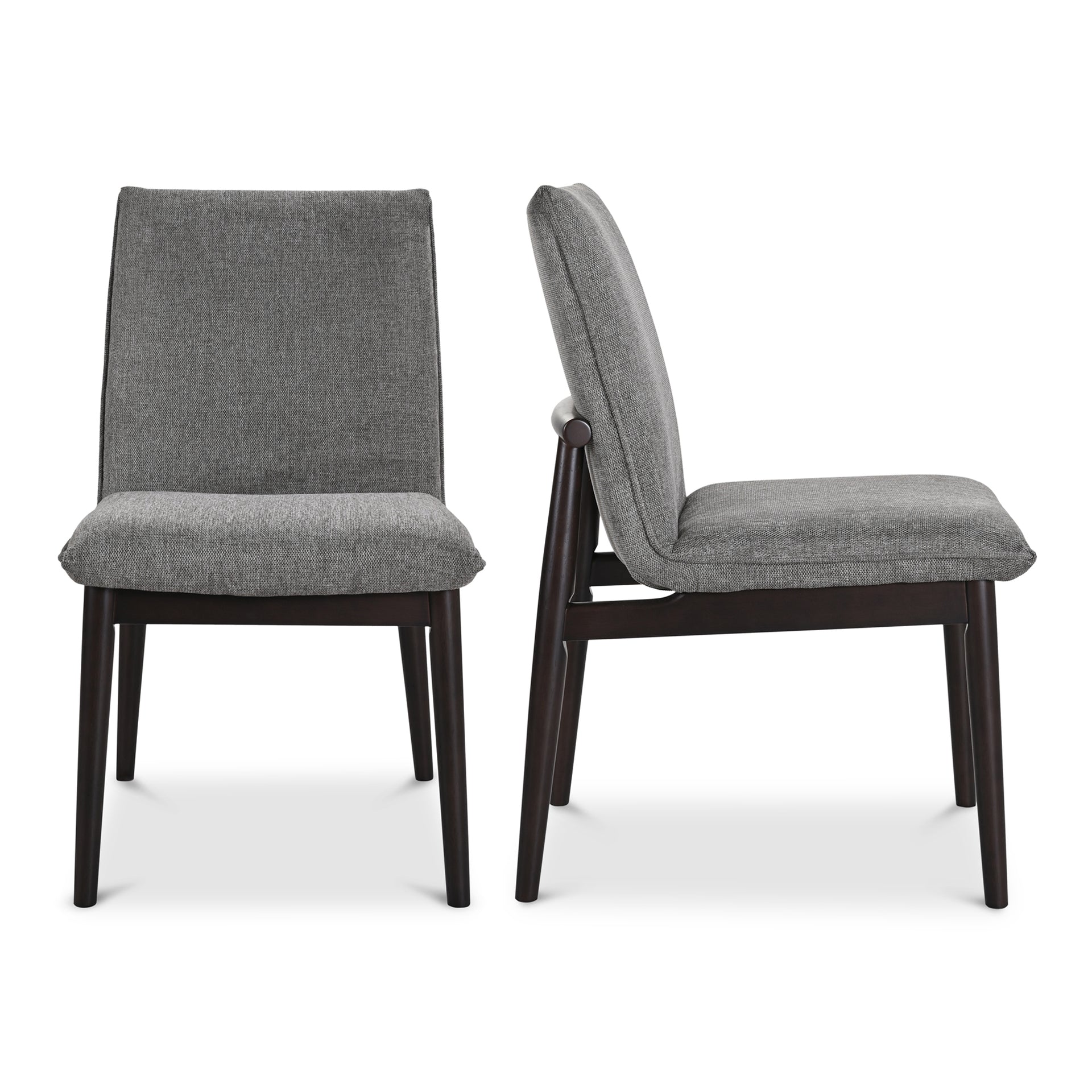 Ursa Dining Chair, Polyester Nylon Upholstery, Rubber Wood Base, Dark Grey - Set of 2
