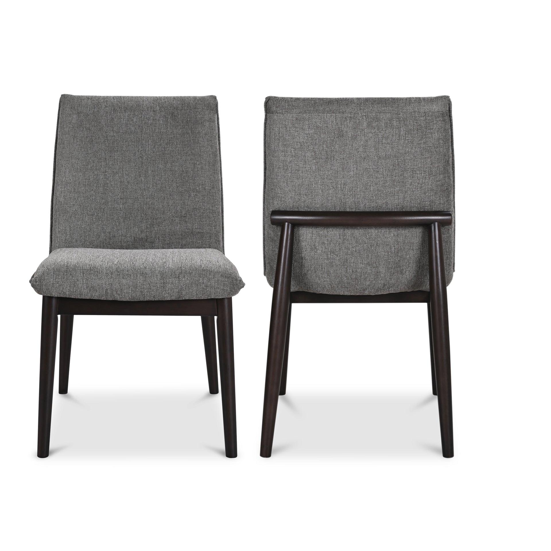 Ursa Dining Chair, Polyester Nylon Upholstery, Rubber Wood Base, Dark Grey - Set of 2