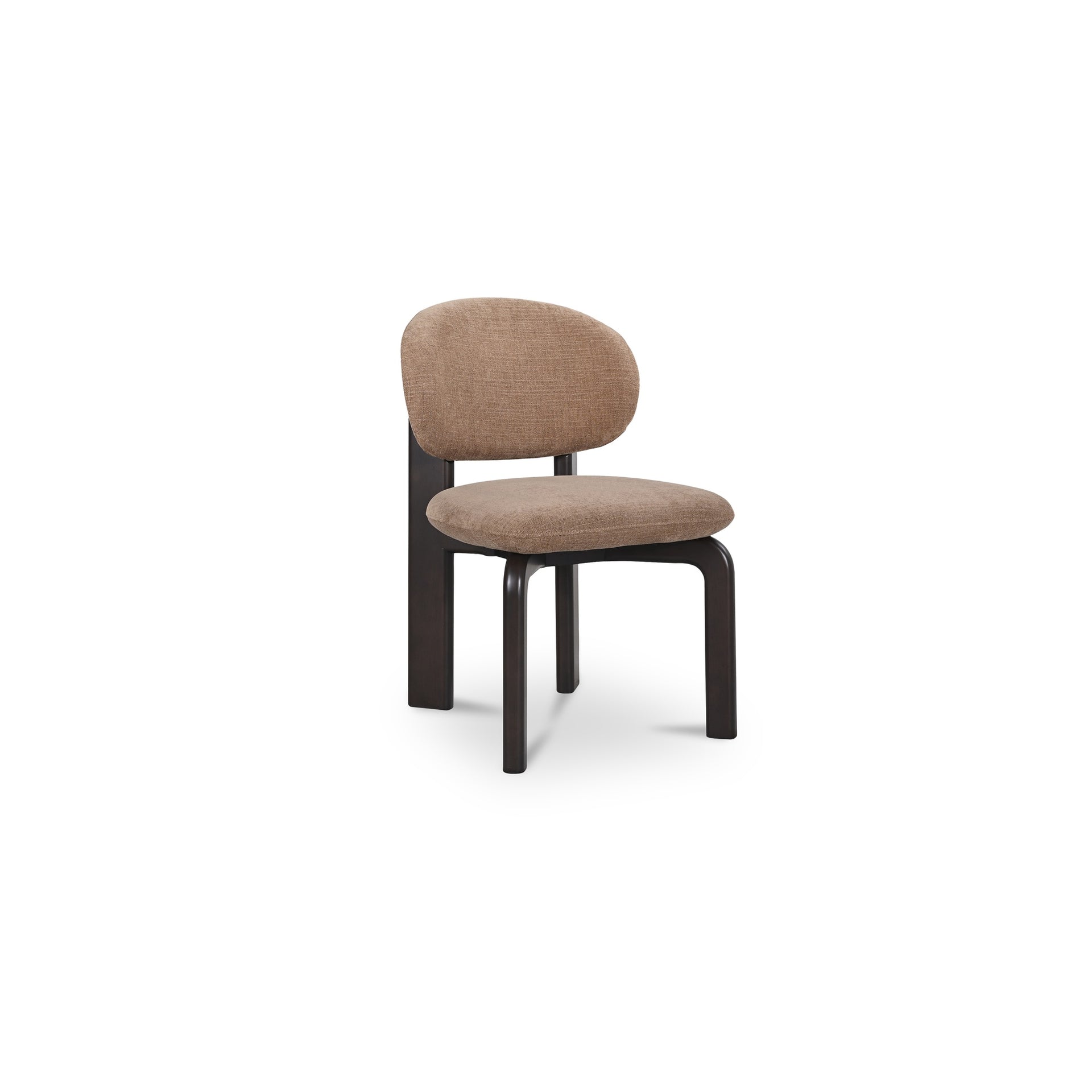 Ezran Dining Chair, Polyester Performance Fabric, Rubberwood Frame, Angled Back Legs, Foam-Cushioned Webbing Seat, Brown - Set of 2