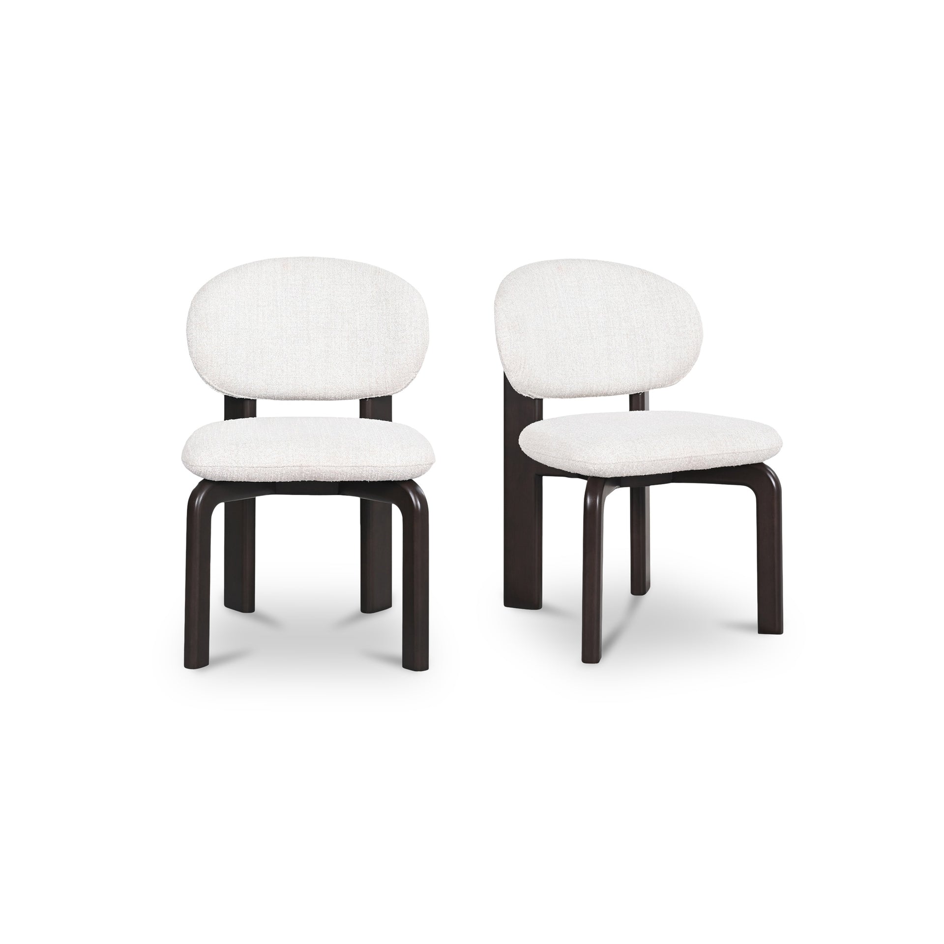Ezran Dining Chair, Polyester Performance Fabric, Rubberwood Frame, Angled Back Legs, Foam-Cushioned Webbing Seat, White - Set of 2