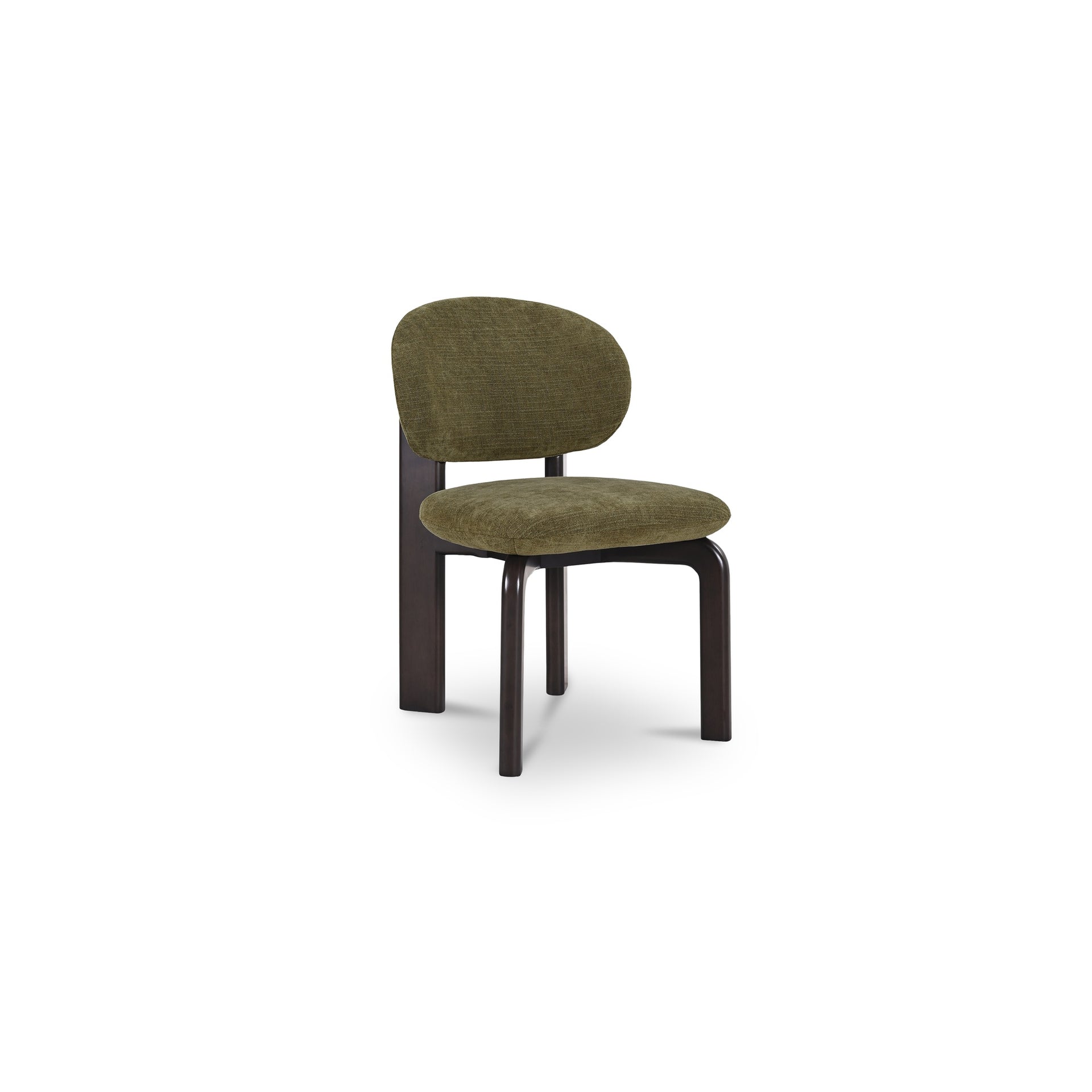 Ezran Dining Chair, Polyester Performance Fabric, Rubberwood Frame, Angled Back Legs, Foam-Cushioned Webbing Seat, Olive - Set of 2
