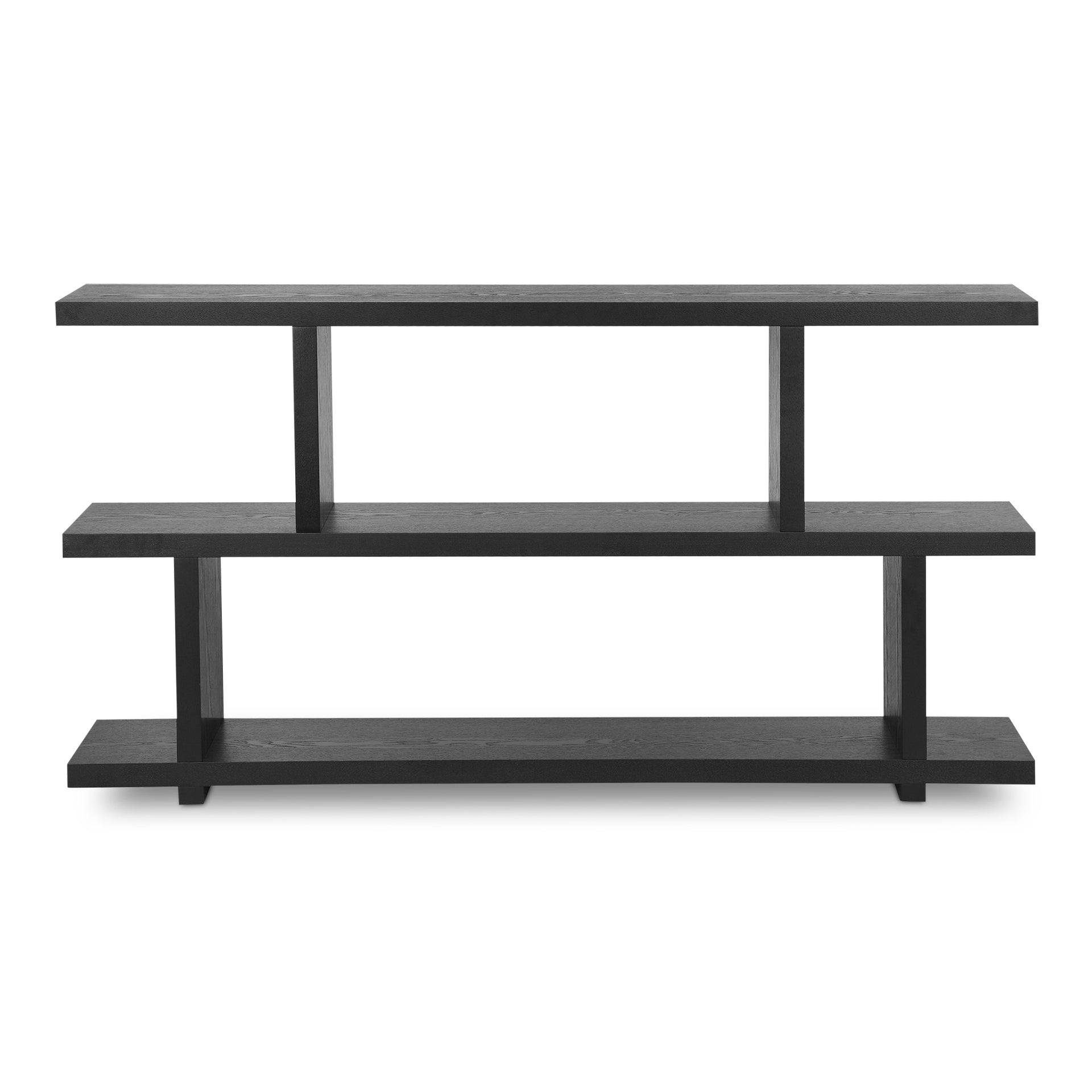 Soleil Small Shelf, Ash Veneer, Rectangular Open Design, Space Divider, 3-Tier Shelf, Black