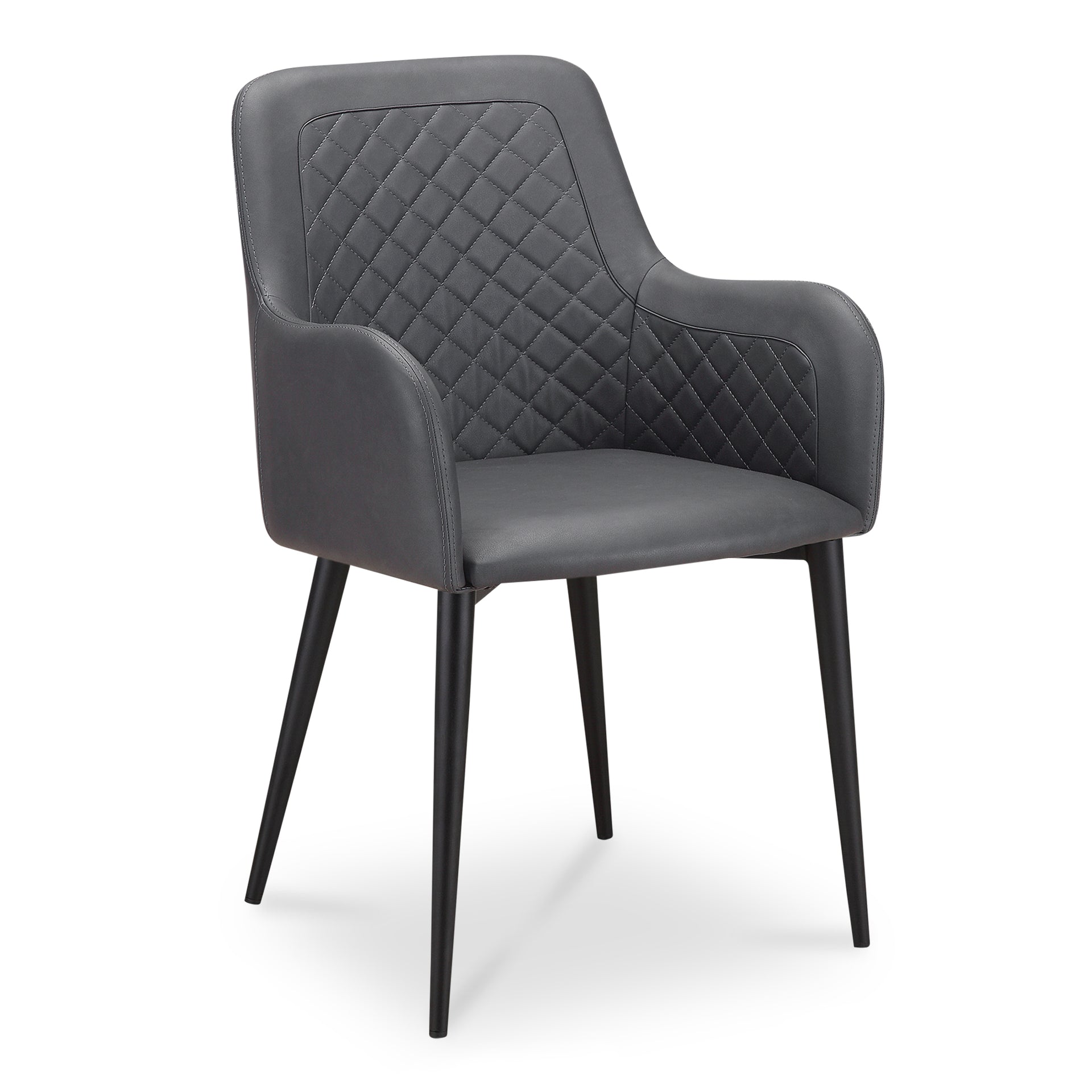 Crosby, Dining Chair Vegan Leather with Diamond Tufting in Black - Set of Two
