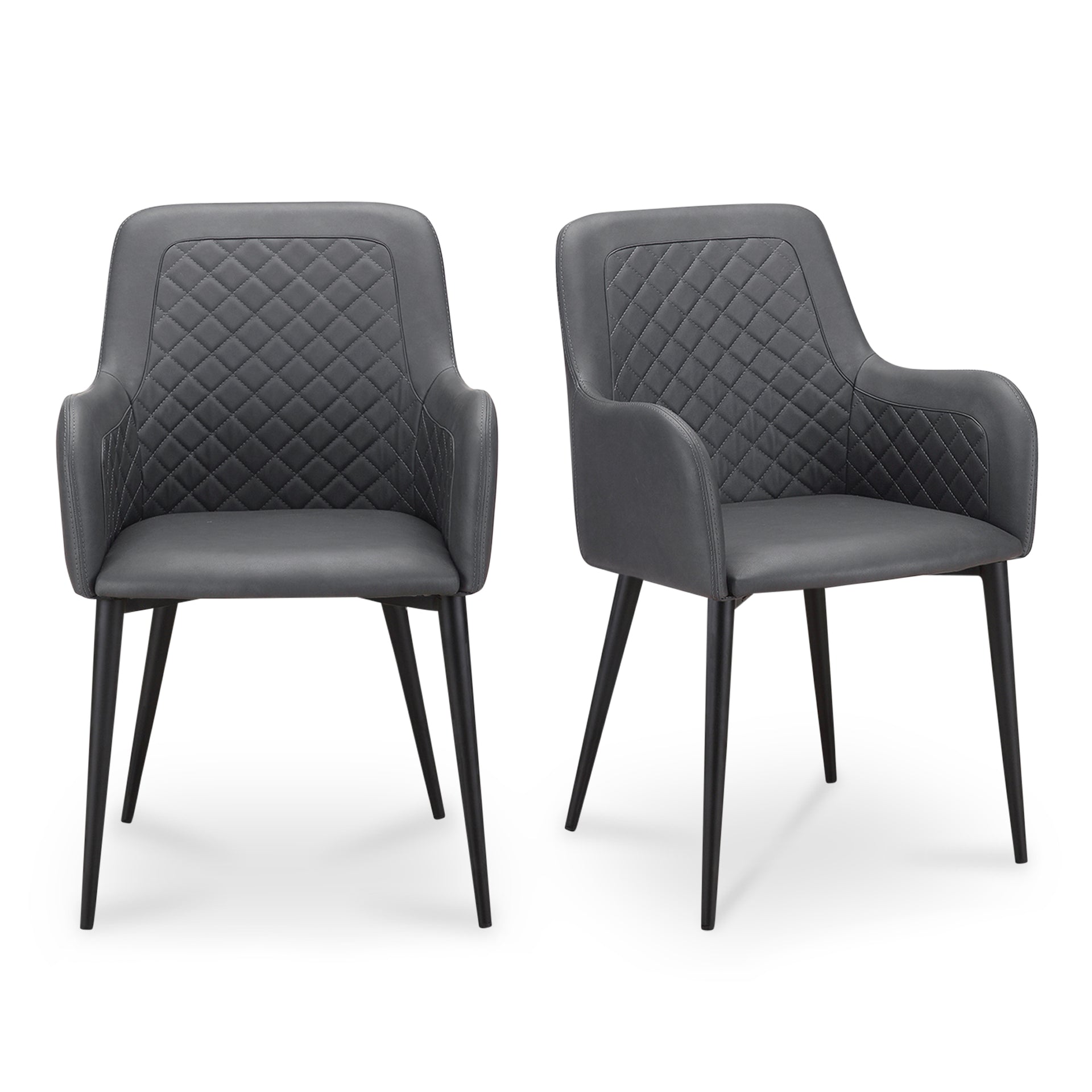 Crosby, Dining Chair Vegan Leather with Diamond Tufting in Black - Set of Two