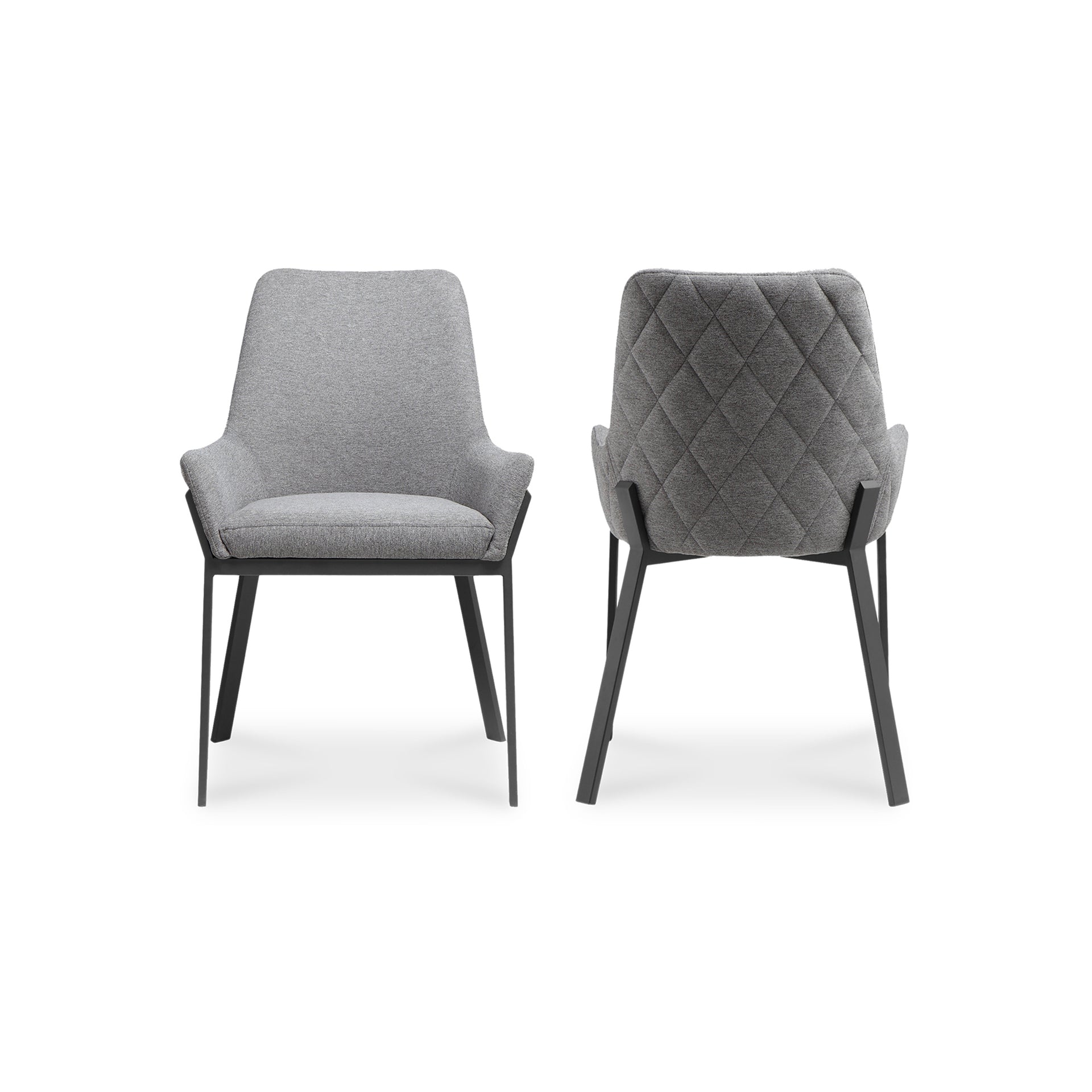 Topher, Dining Chair with Polyester Upholstery in Grey - Set of Two