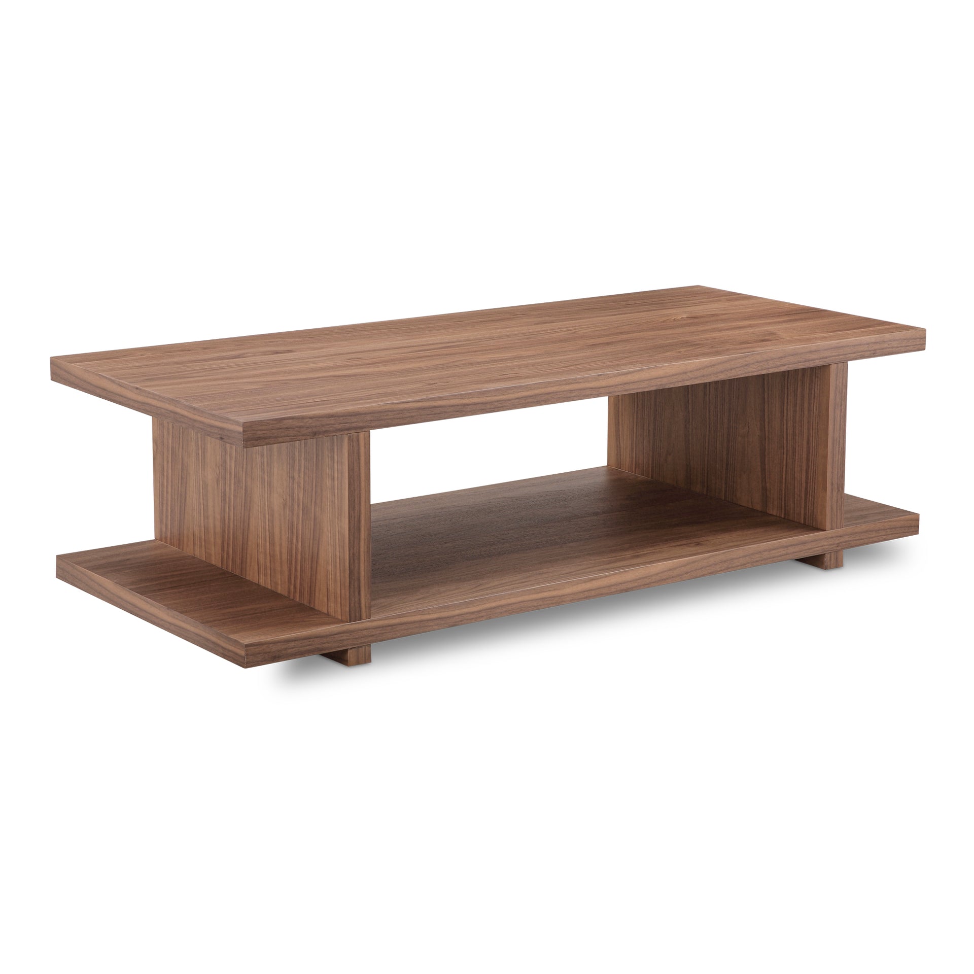 Soleil Coffee Table, Rectangular, Open-Shelf Design, Walnut Veneer Over MDF, Brown