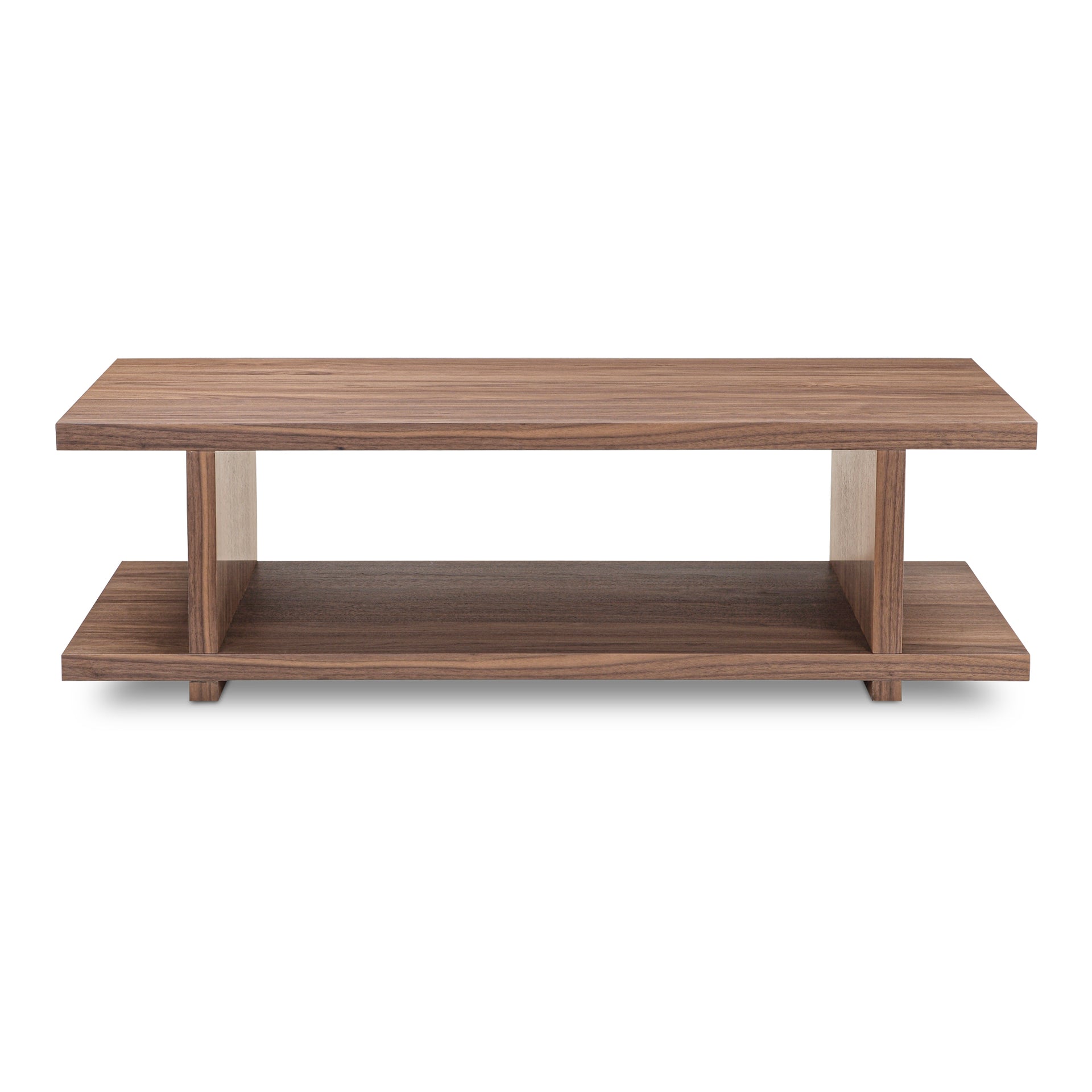 Soleil Coffee Table, Rectangular, Open-Shelf Design, Walnut Veneer Over MDF, Brown