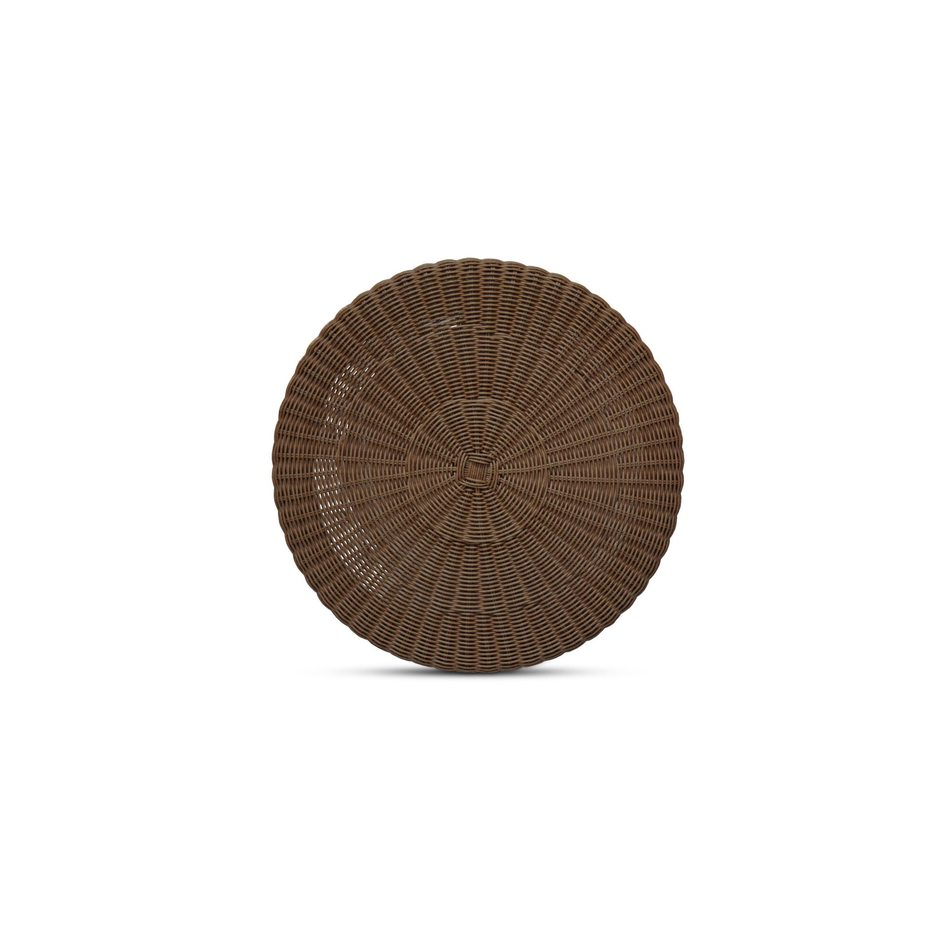 Brielith Outdoor Side Table, Round, Aluminum Frame, Woven Synthetic Hyacinth, Rust Resistant, Natural